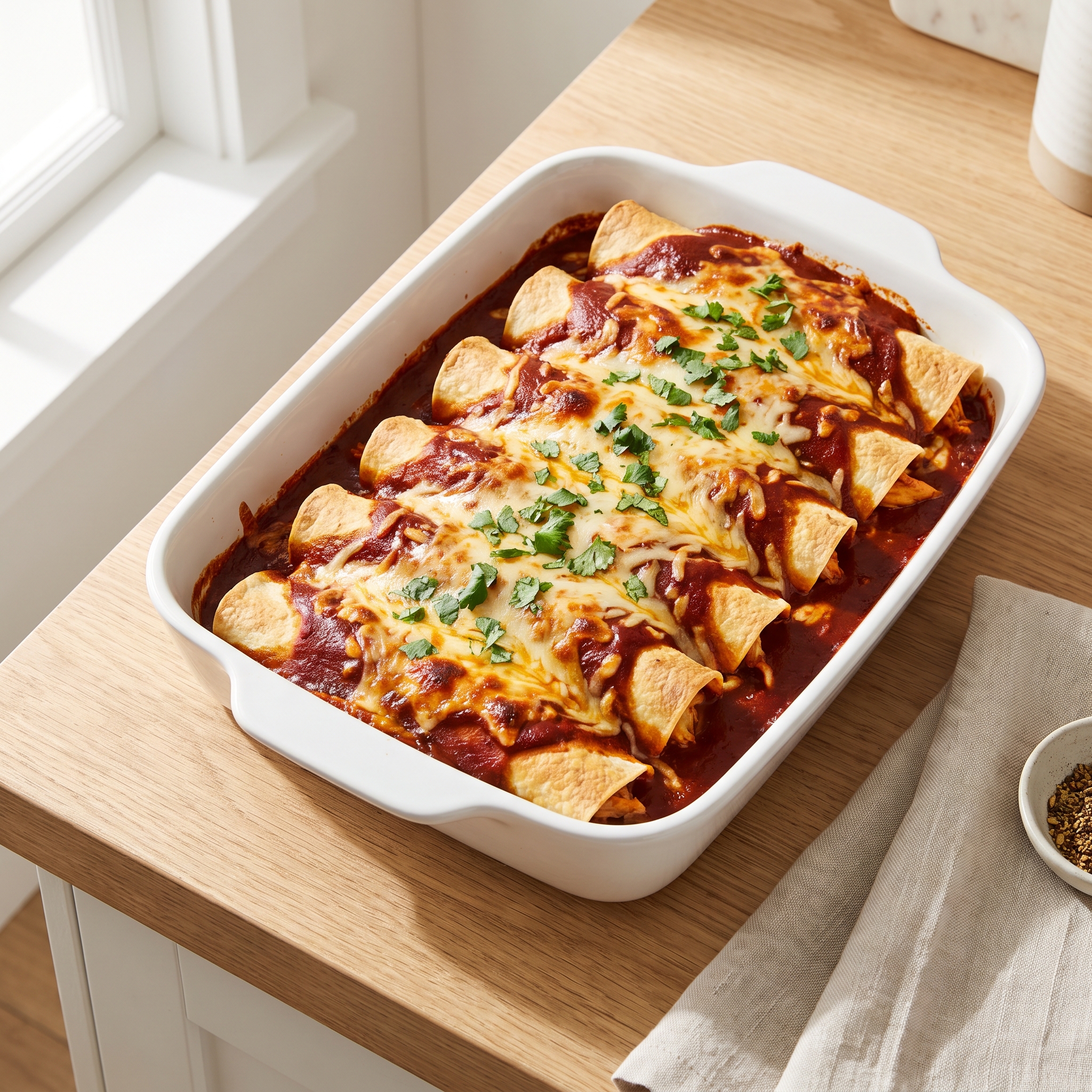 Quick Rotisserie Chicken Enchiladas