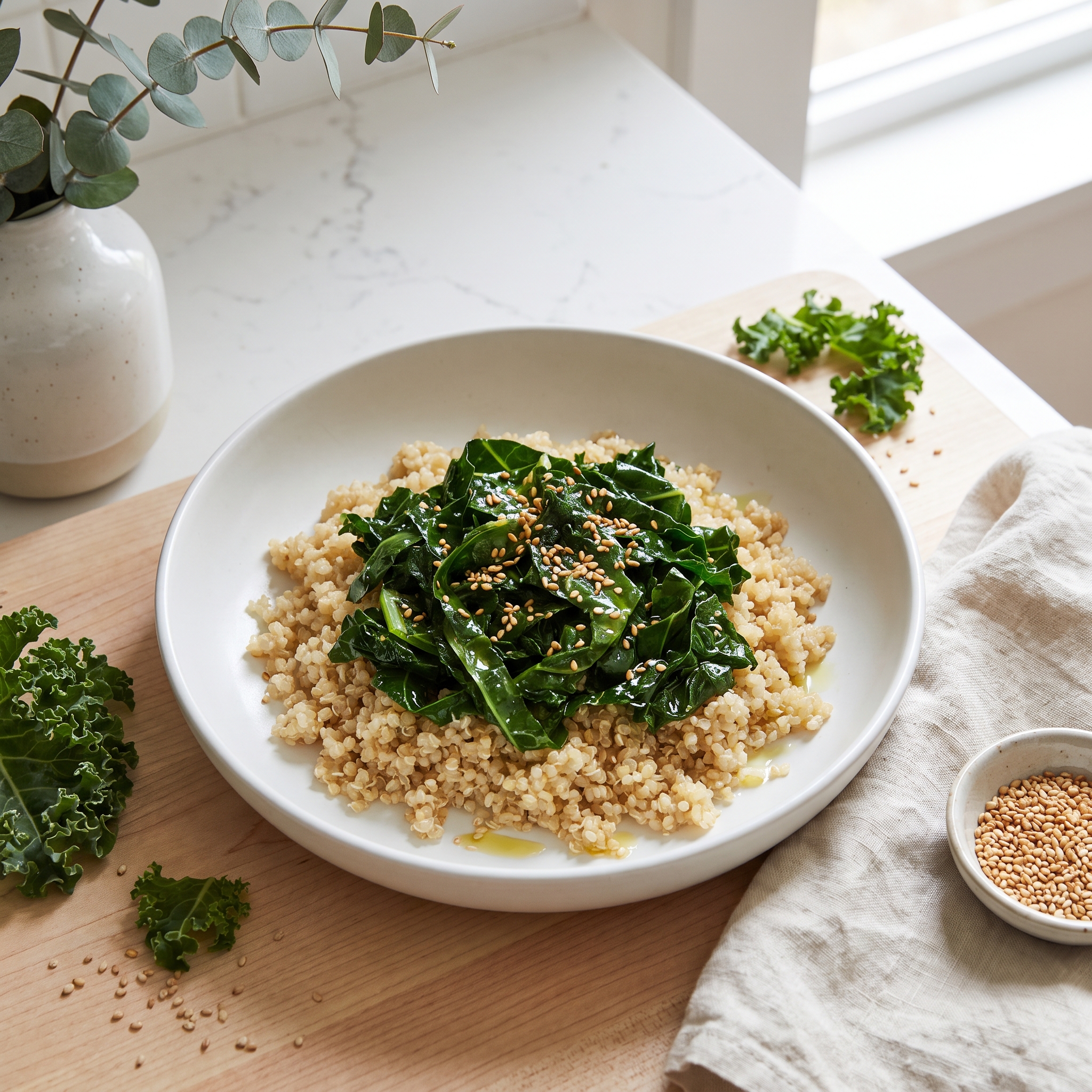 Quinoa with Garlic-Sautéed Kale