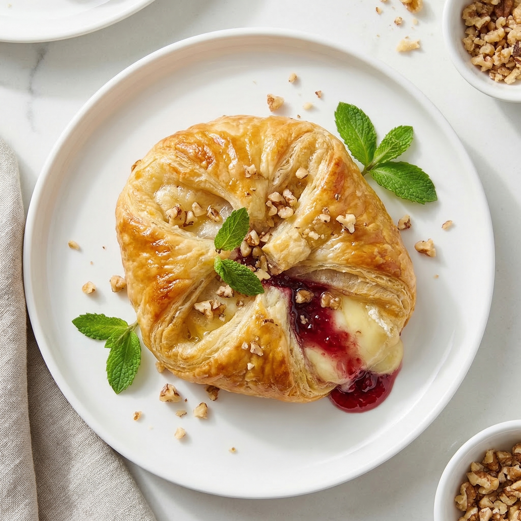 Baked Brie with Raspberry Jam and Walnuts