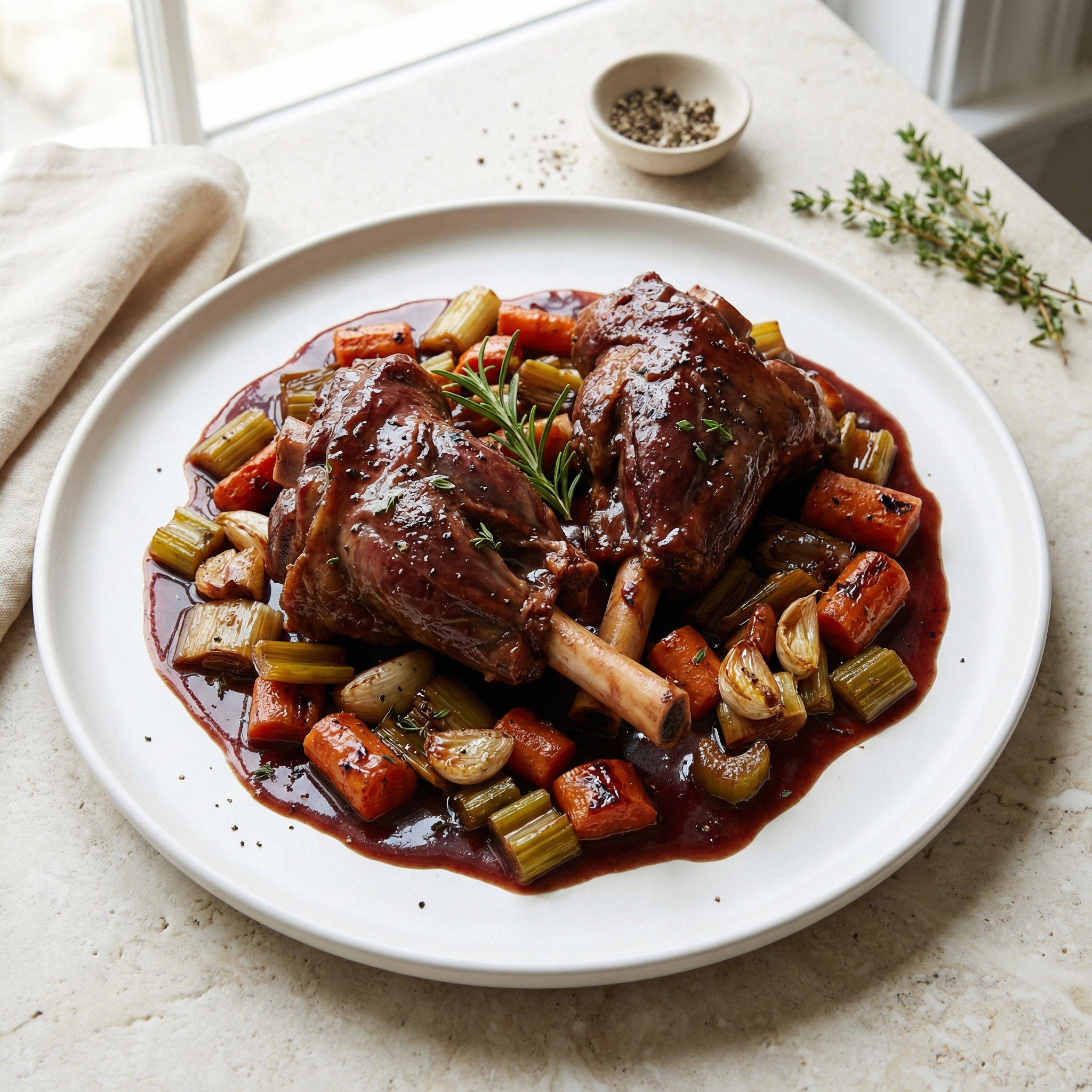 Braised Lamb Shanks in Red Wine