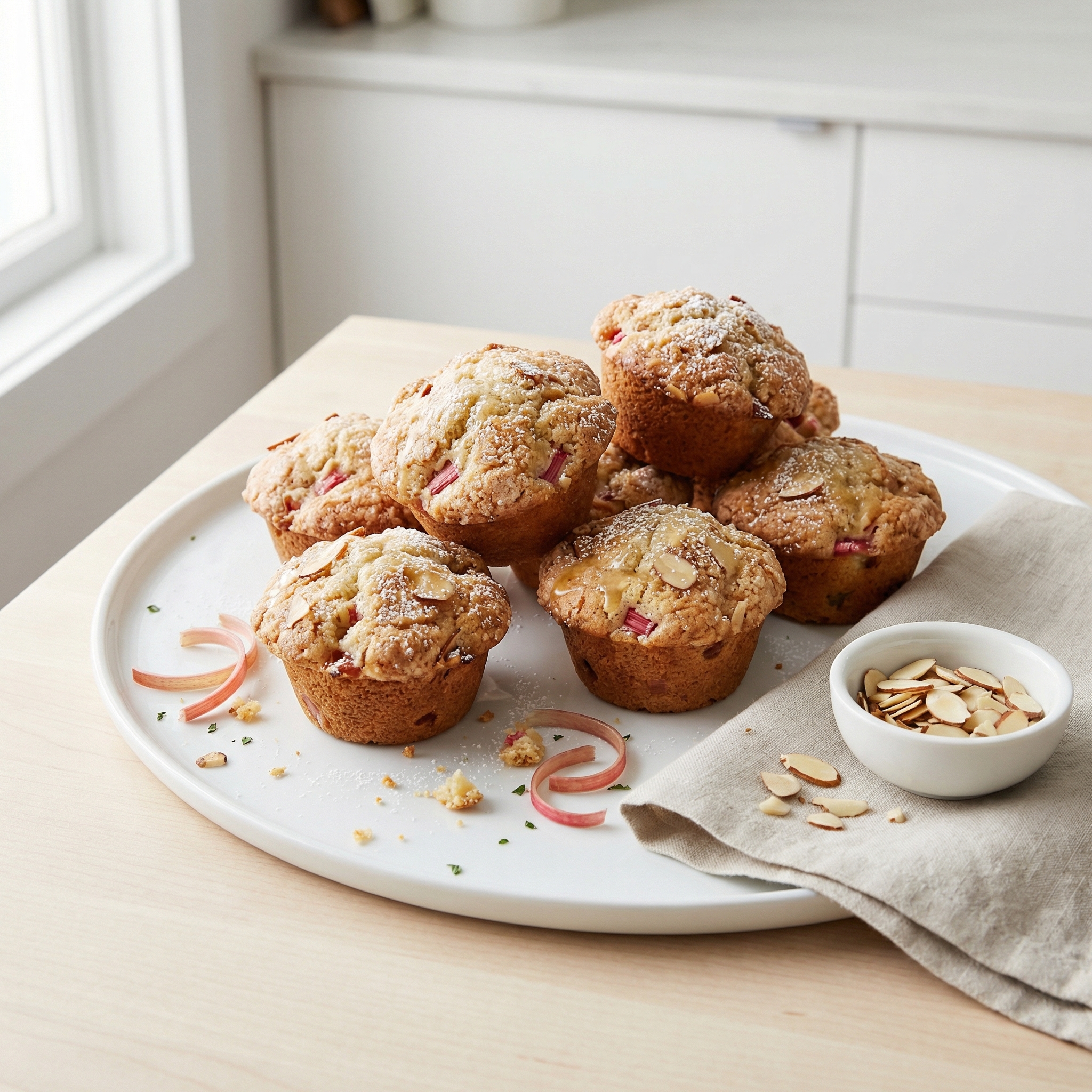 Almond-Kissed Rhubarb Muffins
