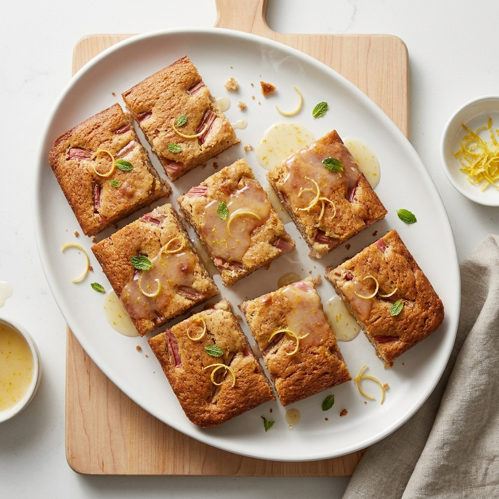 Rhubarb Spice Cake with Lemon Sauce