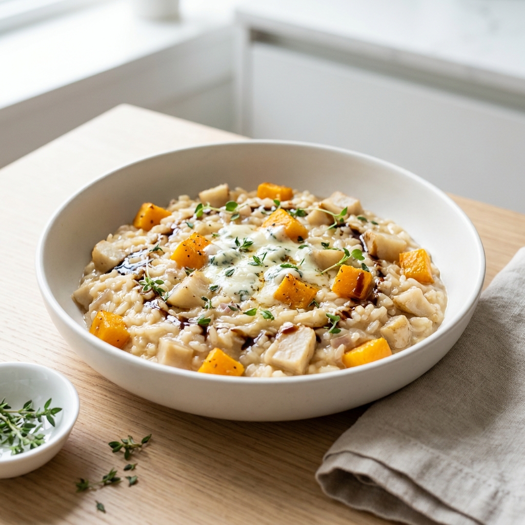Risotto with Sunchokes, Butternut Squash, and Gorgonzola