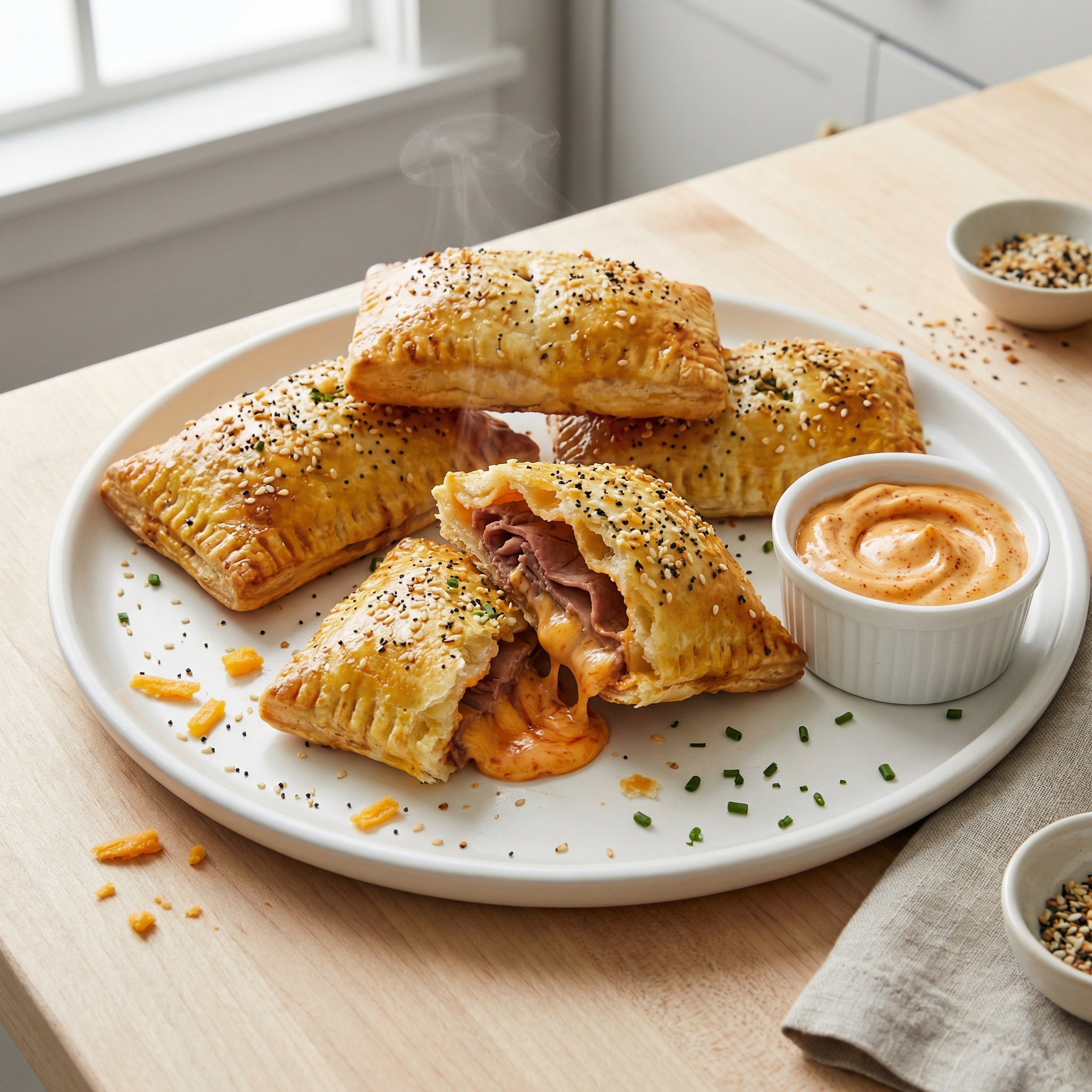 Cheddar and Roast Beef Puff Pastry Hand Pies