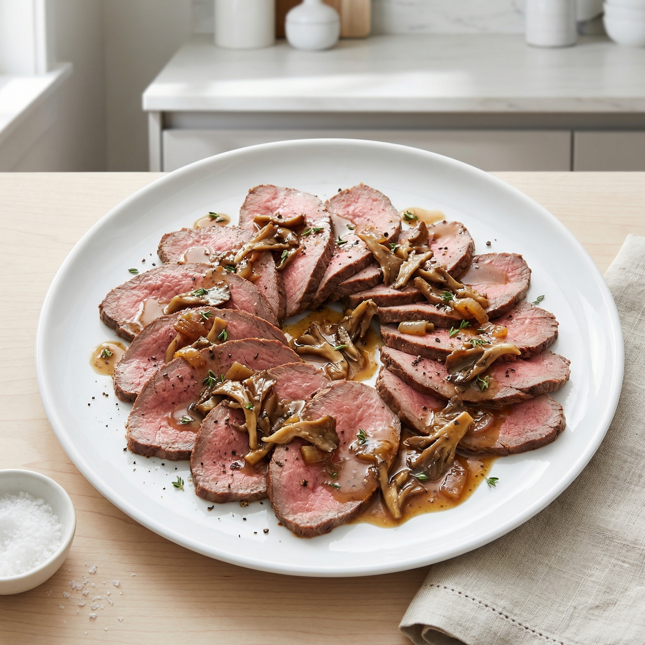 Beginner’s Roast Beef with Mushroom Pan Gravy