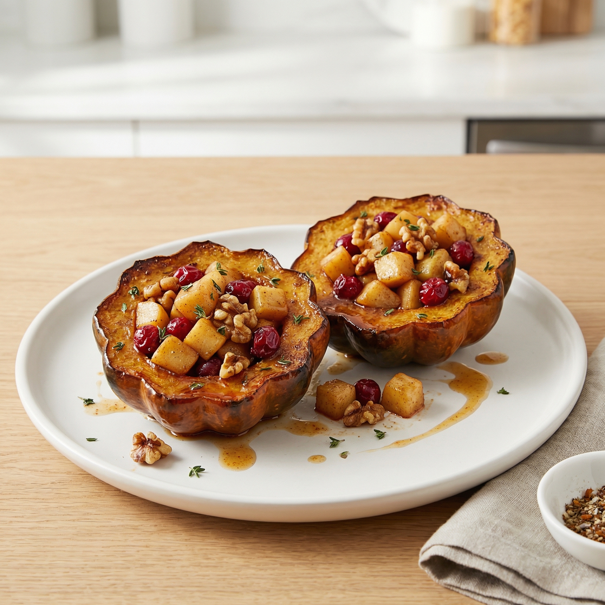 Roasted Acorn Squash with Apples and Cranberries