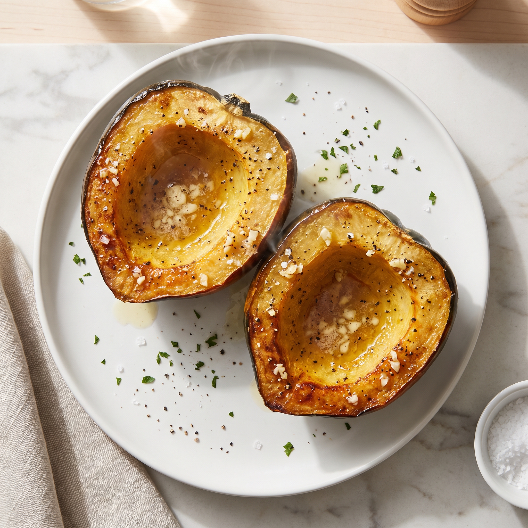 Roasted Acorn Squash with Garlic Butter