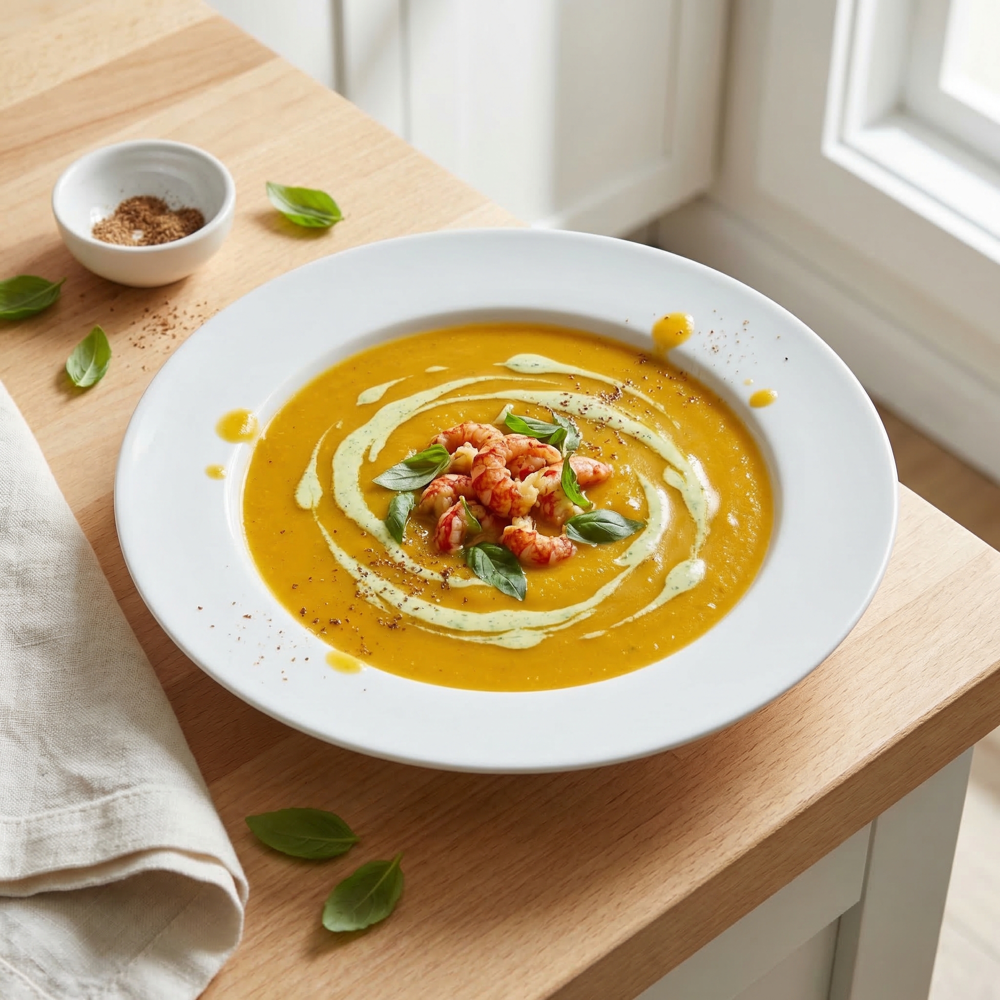 Roasted Acorn Squash and Crawfish Bisque