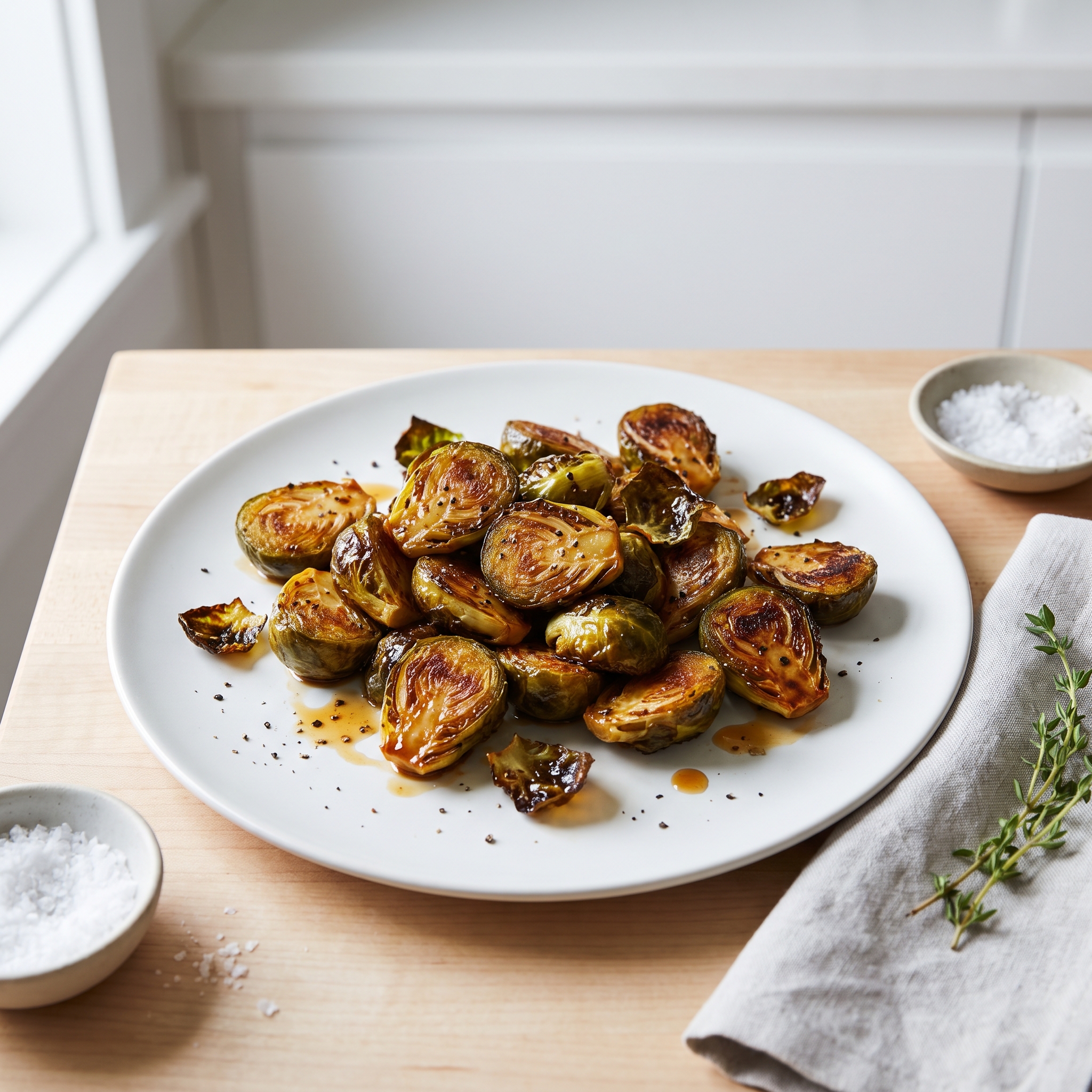 Roasted Brussels Sprouts with White Miso Glaze