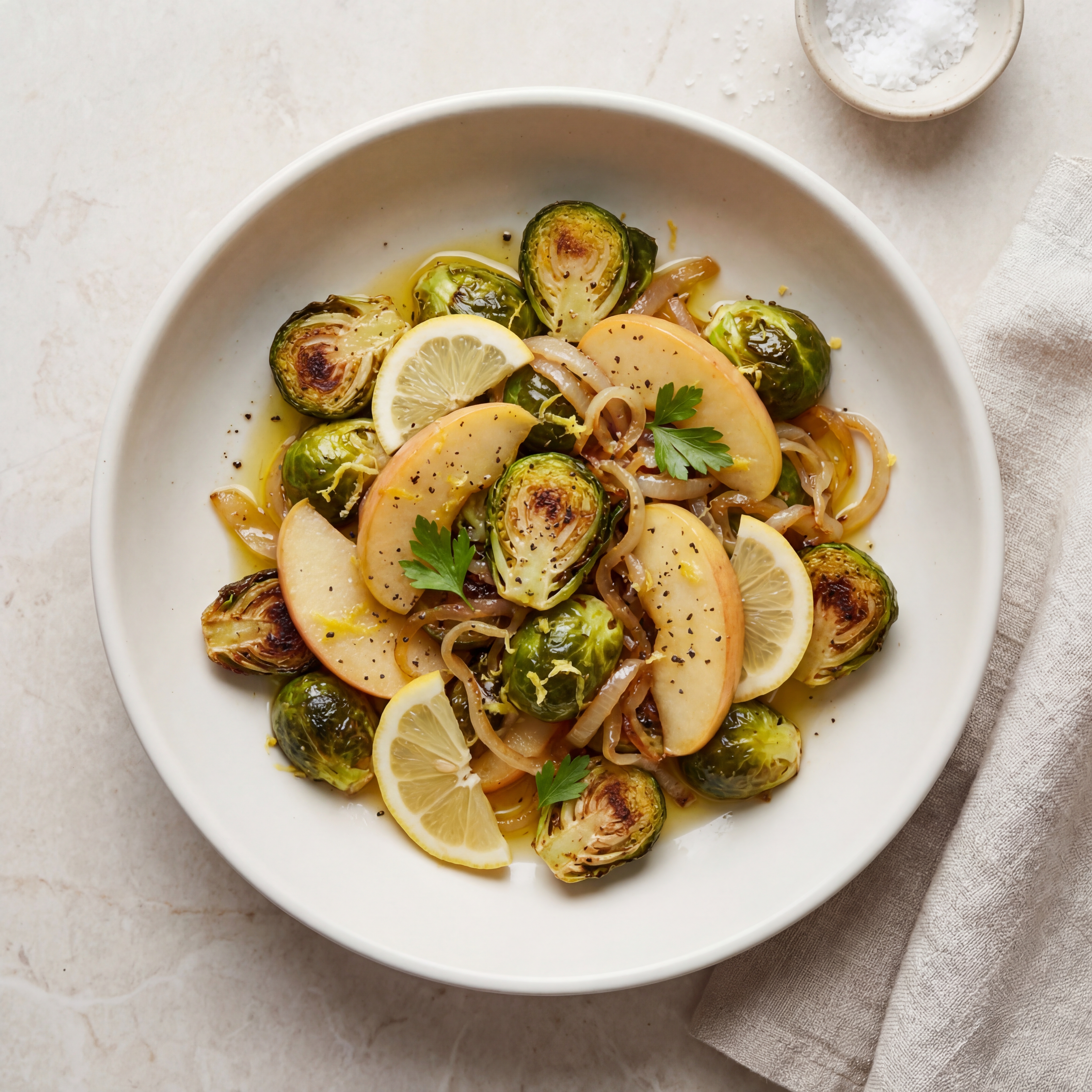 Roasted Apples and Brussels Sprouts