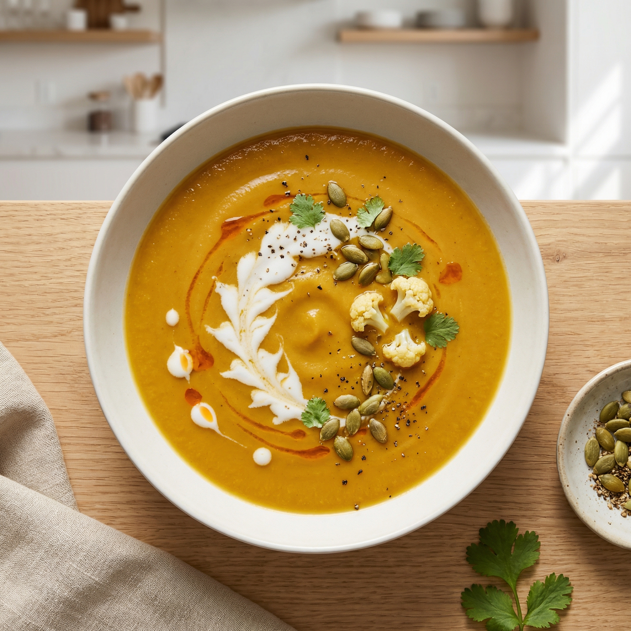 Curried Butternut Squash and Cauliflower Soup