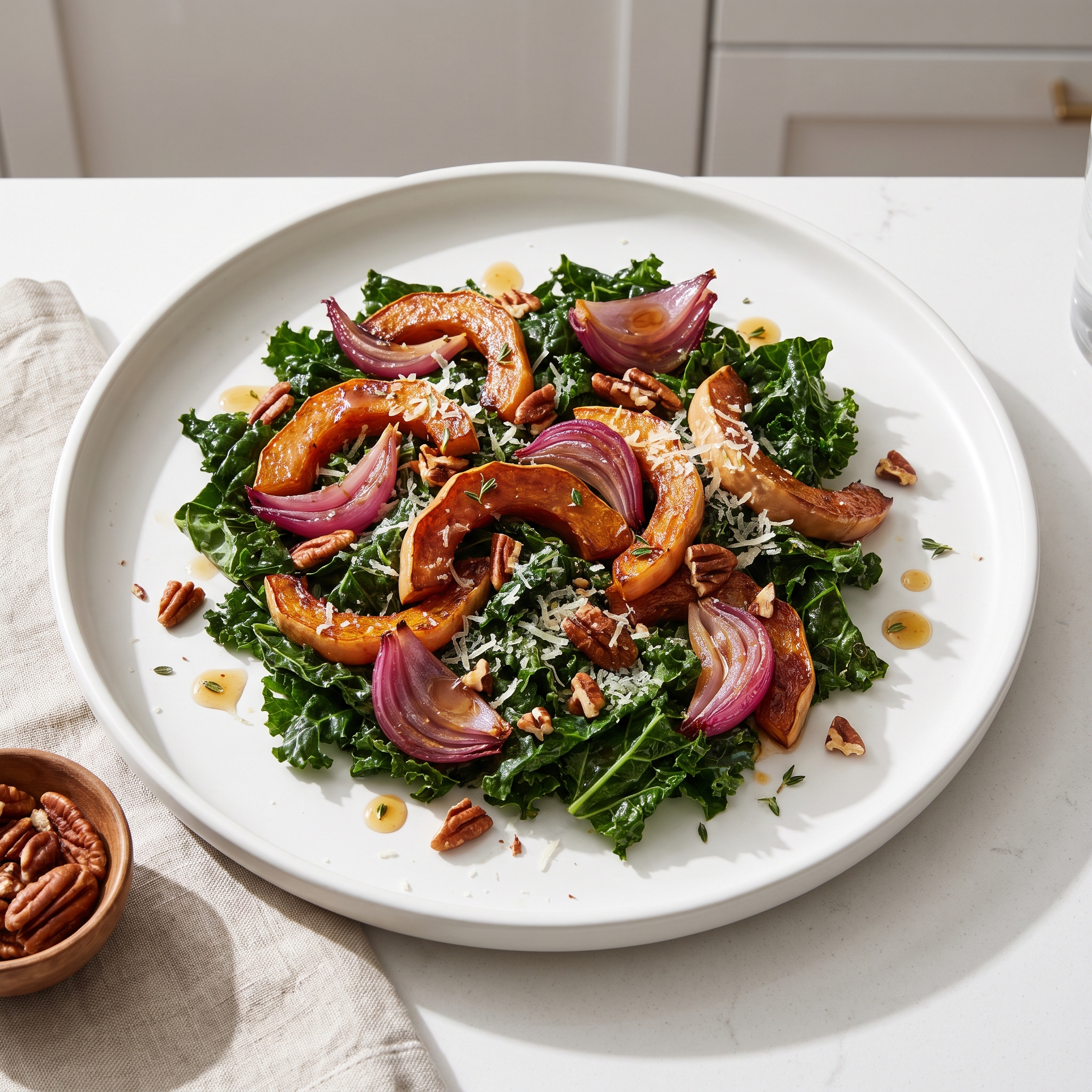 Roasted Butternut Squash and Kale Salad with Maple-Dijon Vinaigrette