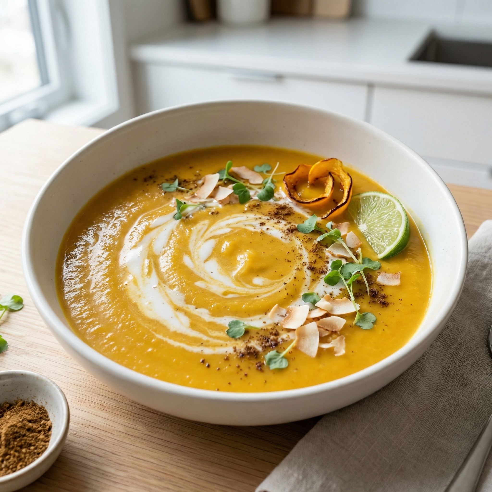 Vegetarian Butternut Squash Coconut Curry Soup