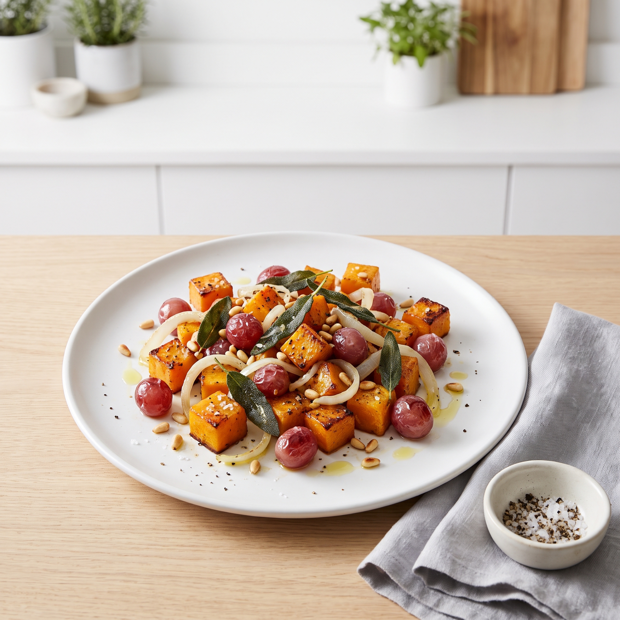 Roasted Butternut Squash and Grapes