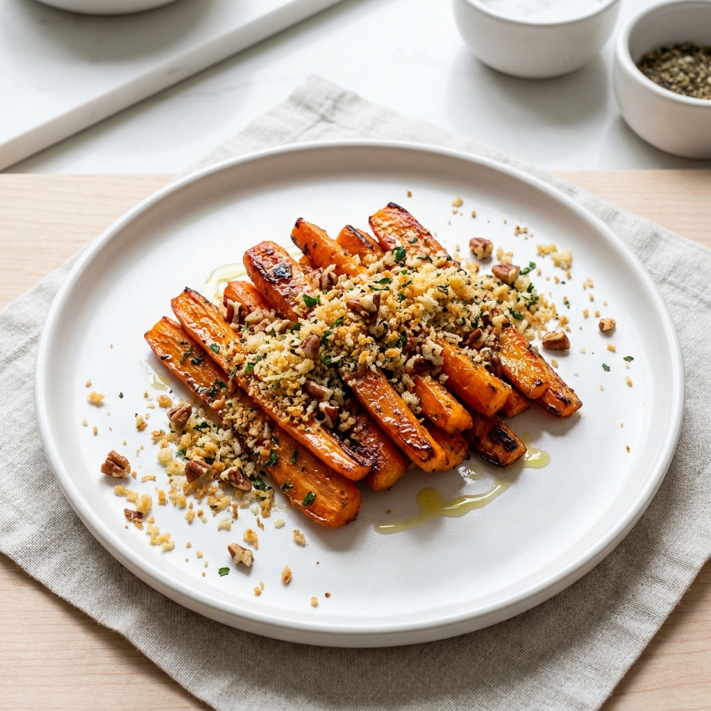 Roasted Carrots with Pecans and Panko