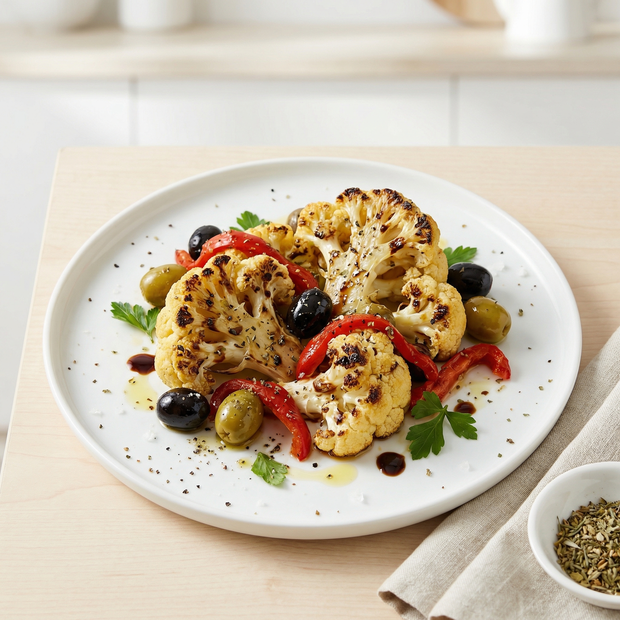 Mediterranean Roasted Cauliflower with Olives