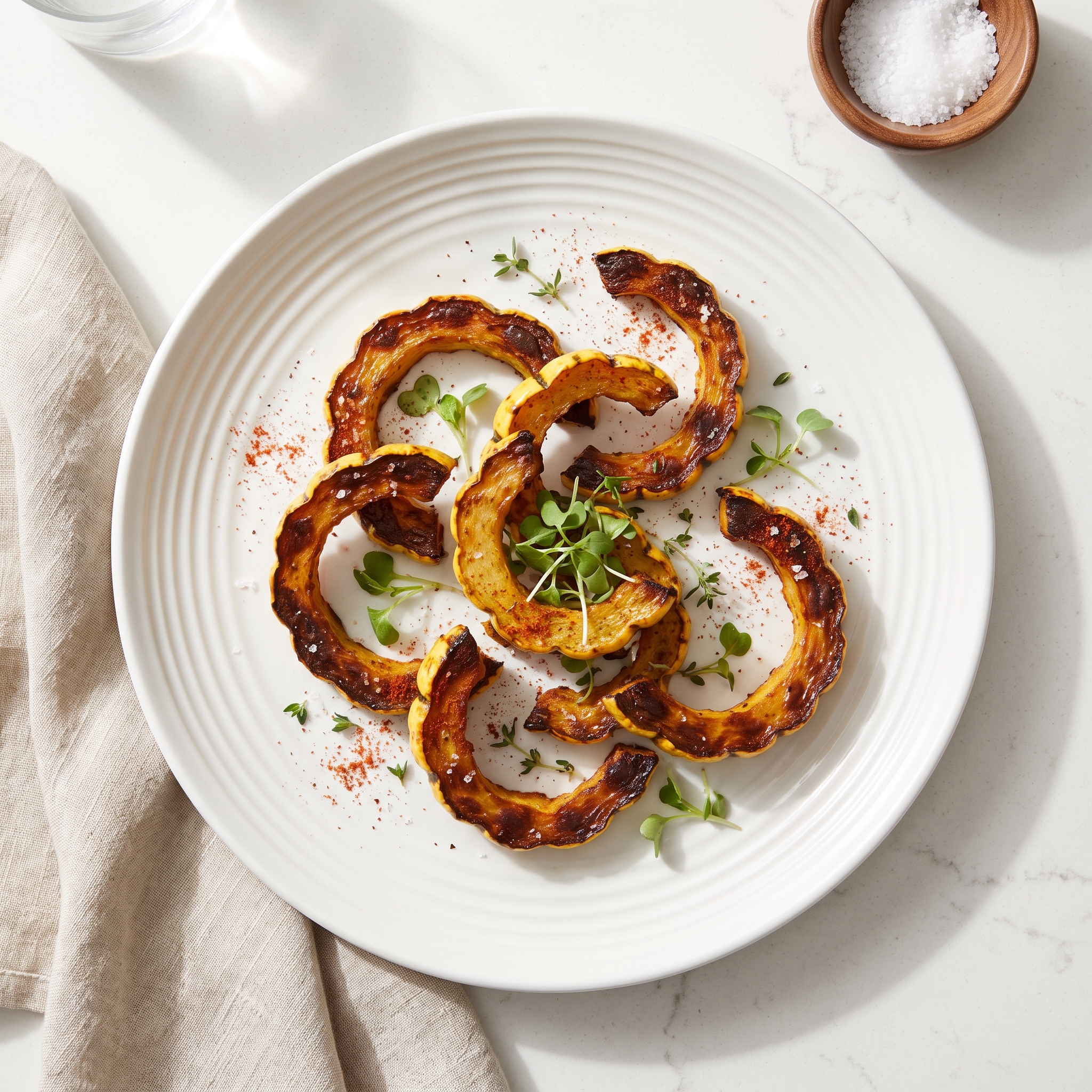 Roasted Delicata Squash with Olive Oil and Cayenne