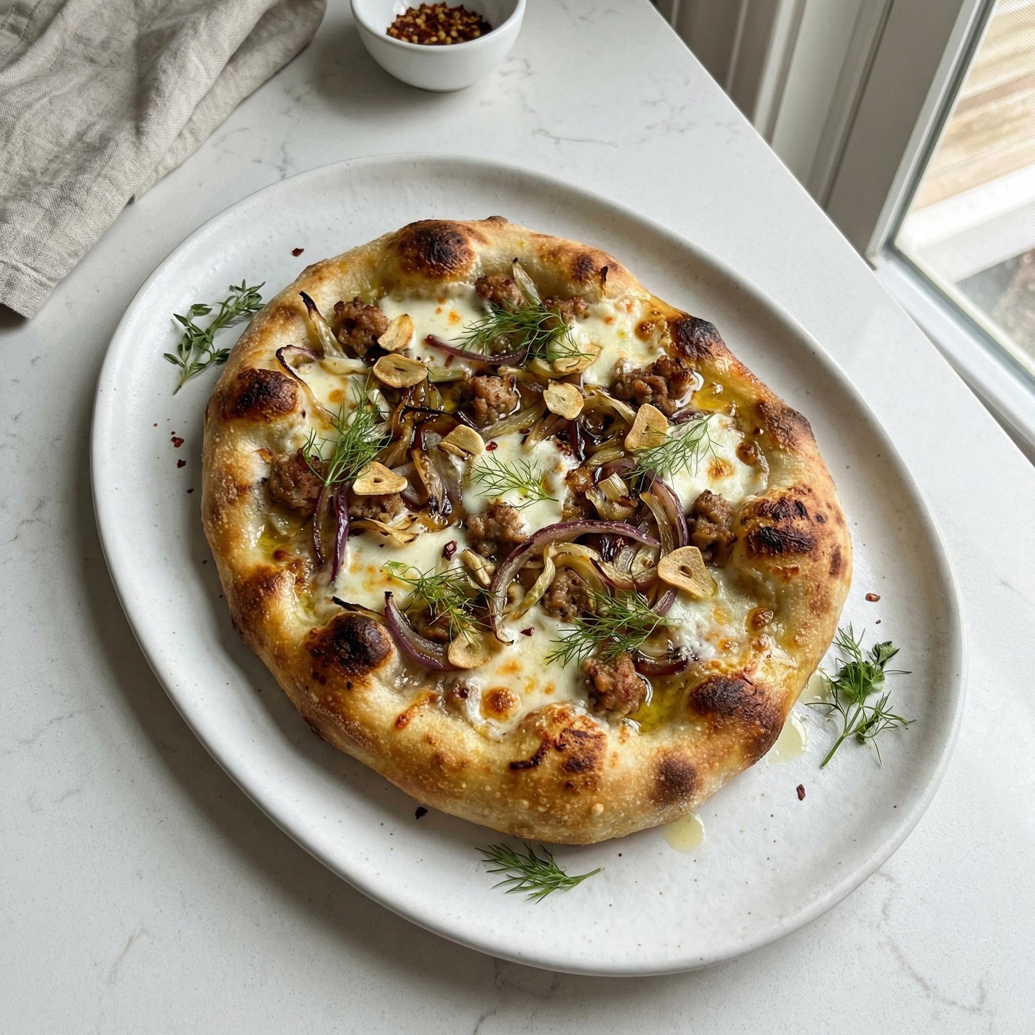 Turkey Sausage and Fennel Pizza