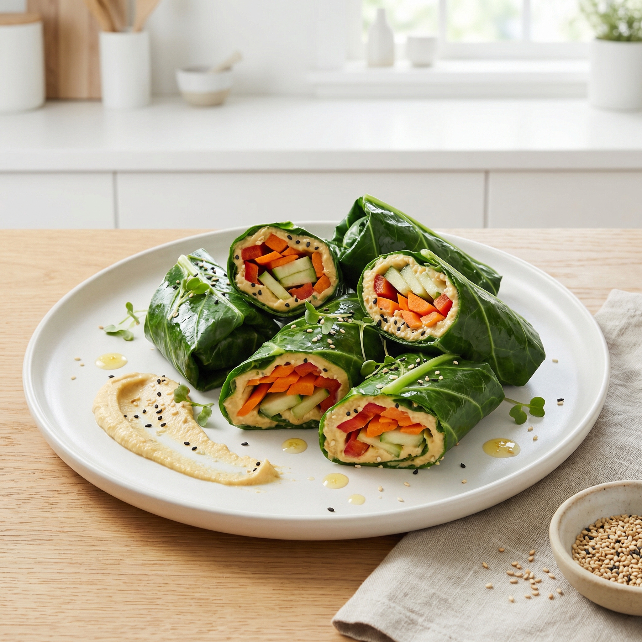 Veggie Hummus Collard Wraps