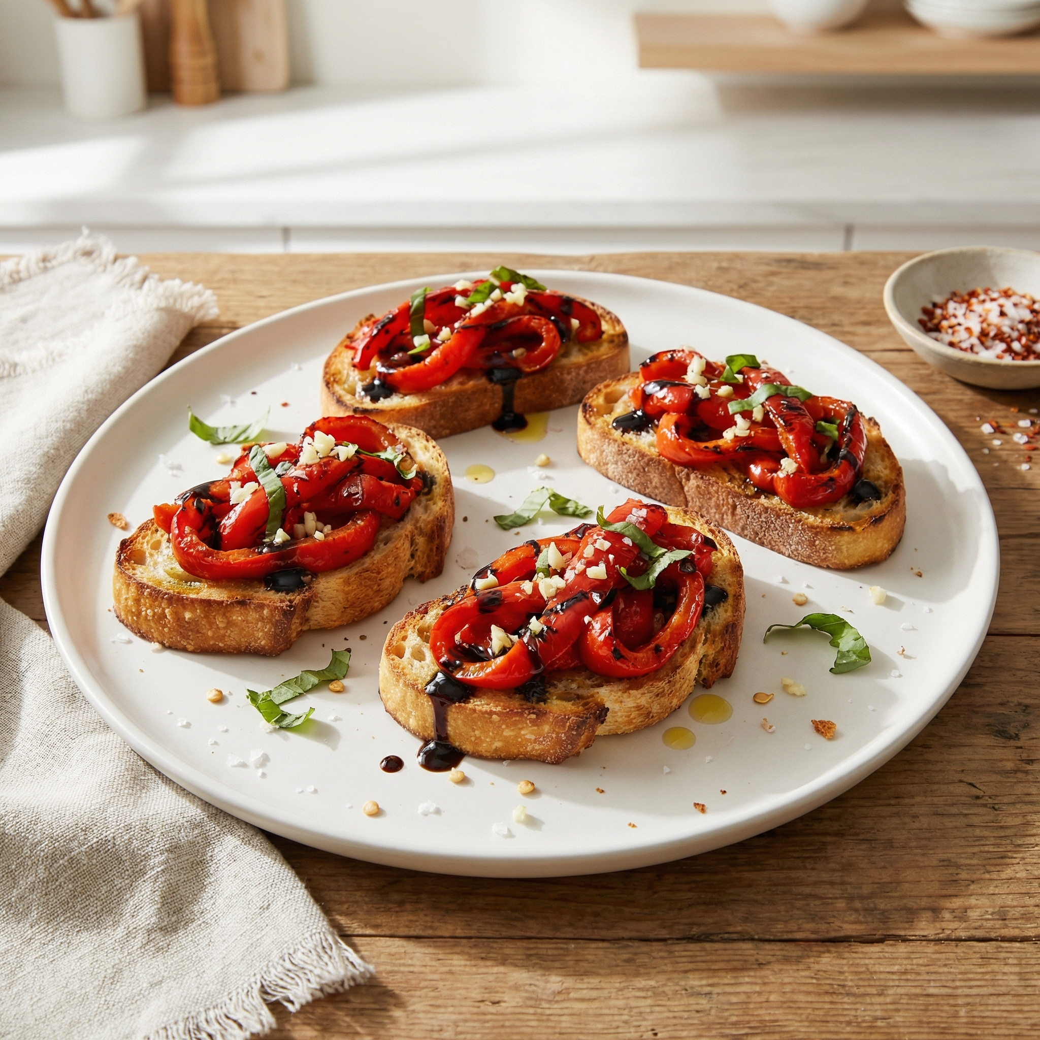 Bruschetta with Roasted Sweet Red Peppers