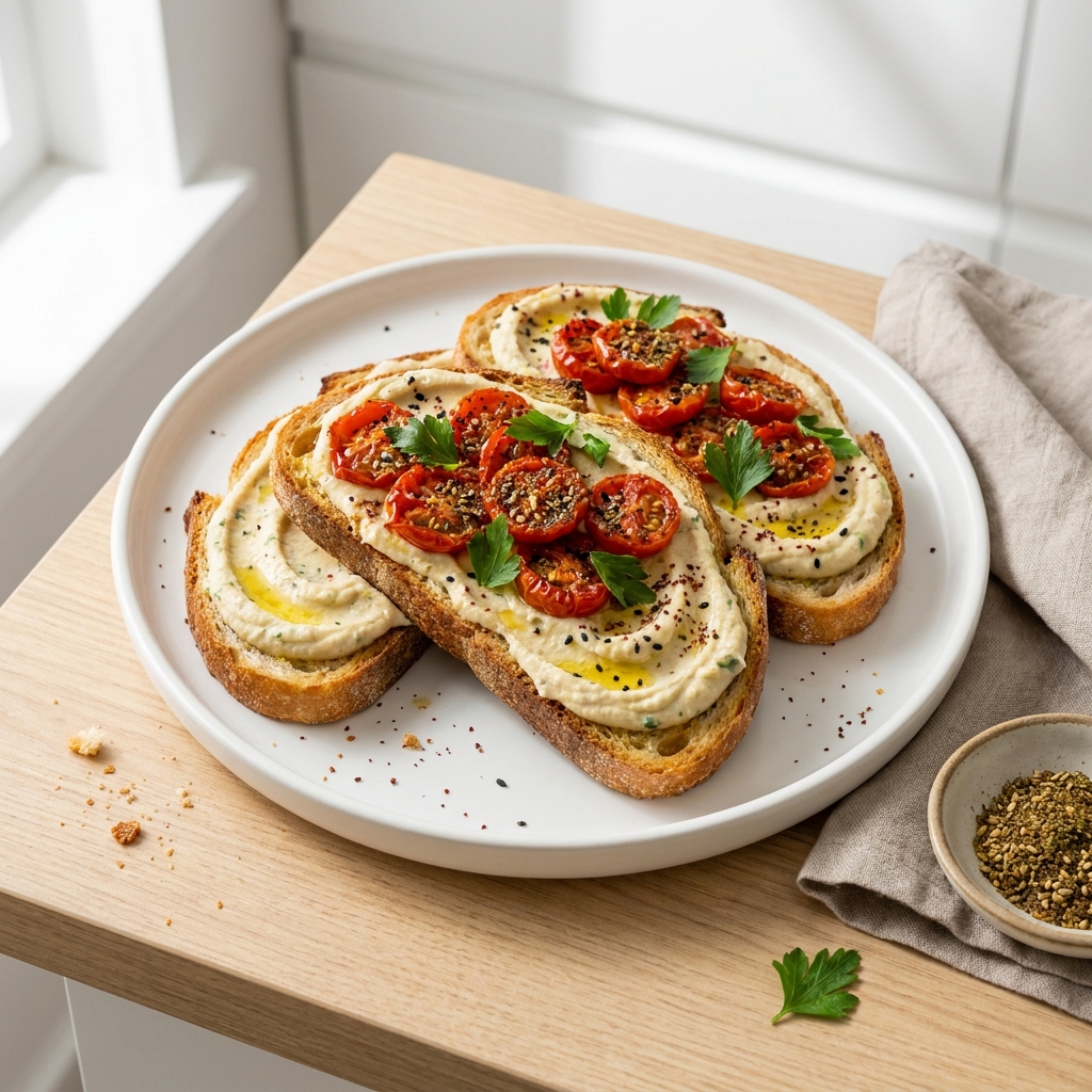 Roasted Tomato Hummus Toast