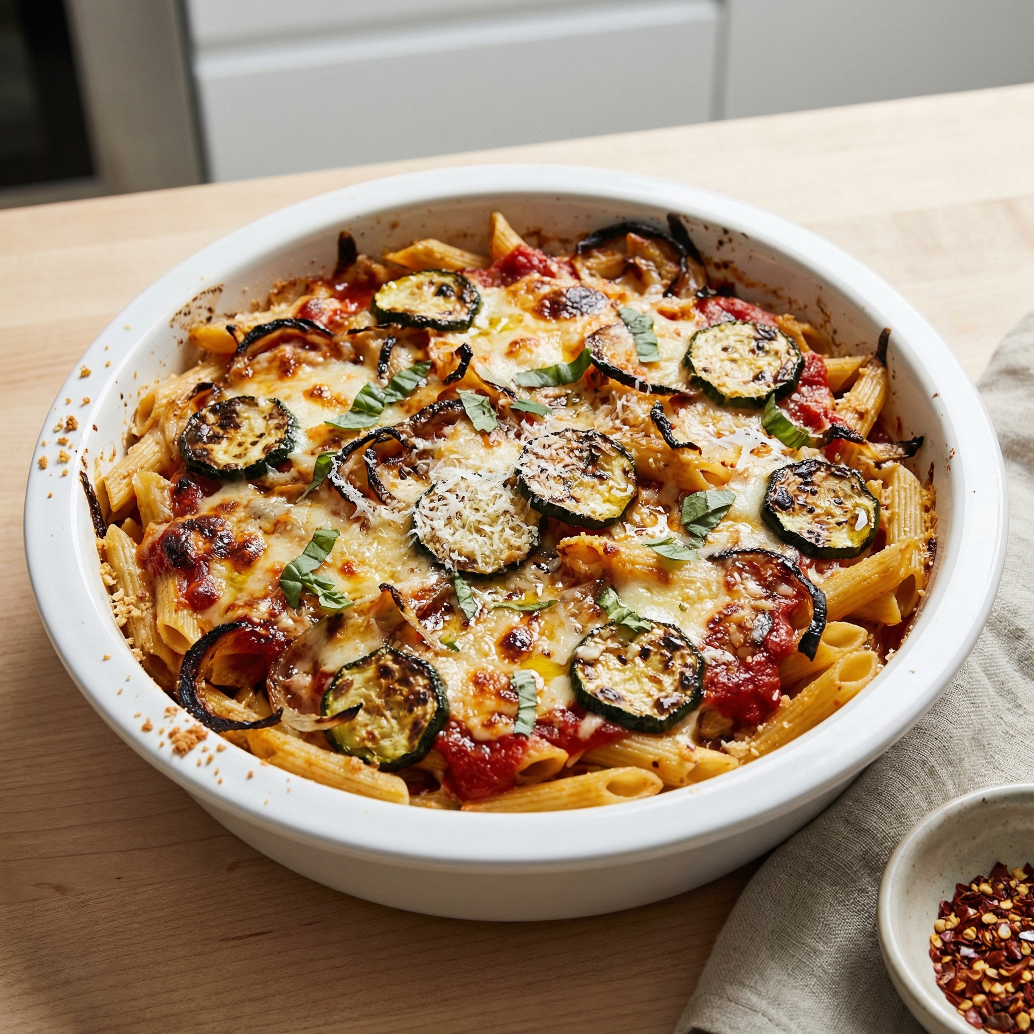 Baked Zucchini and Pasta Casserole
