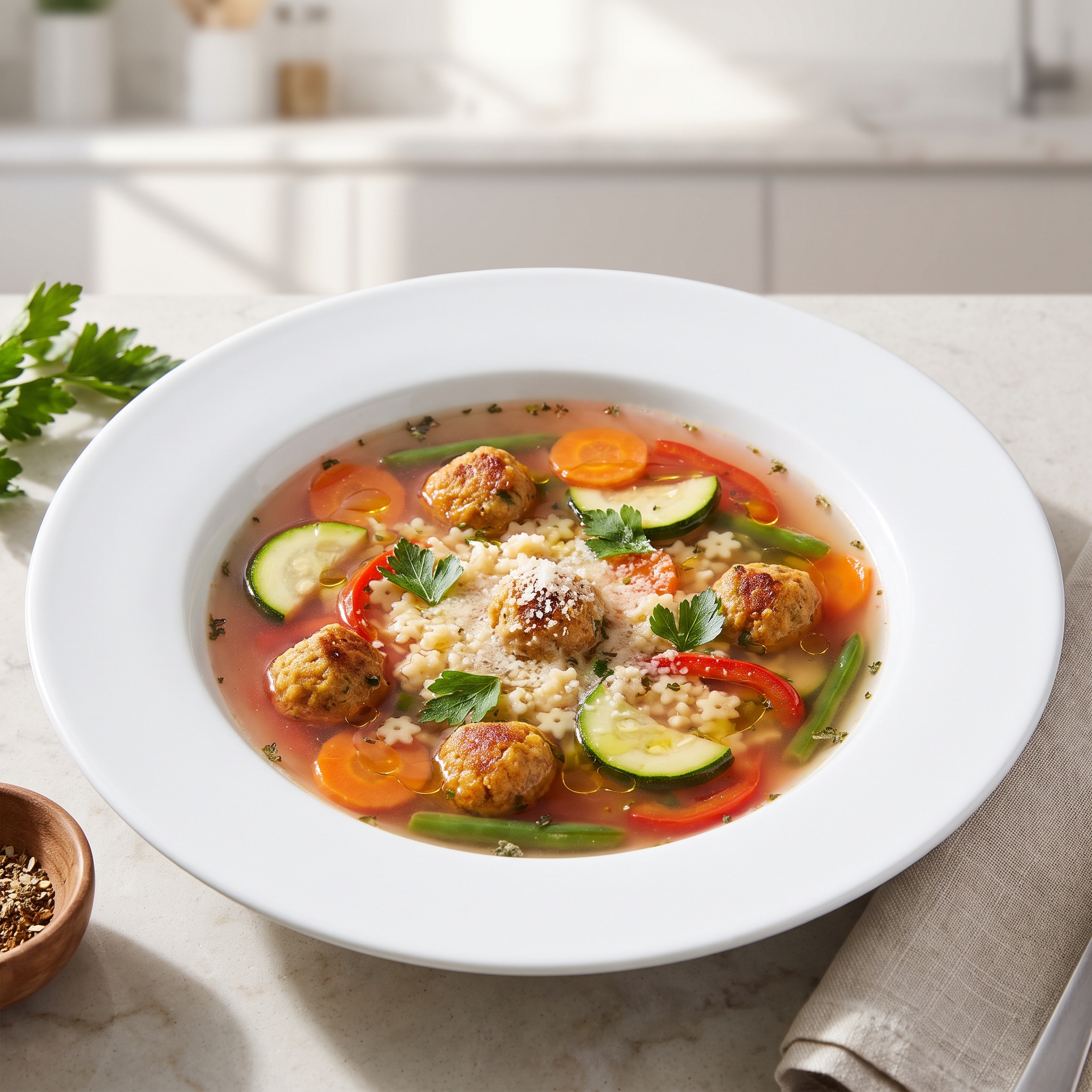 Rustic Italian Meatball Soup