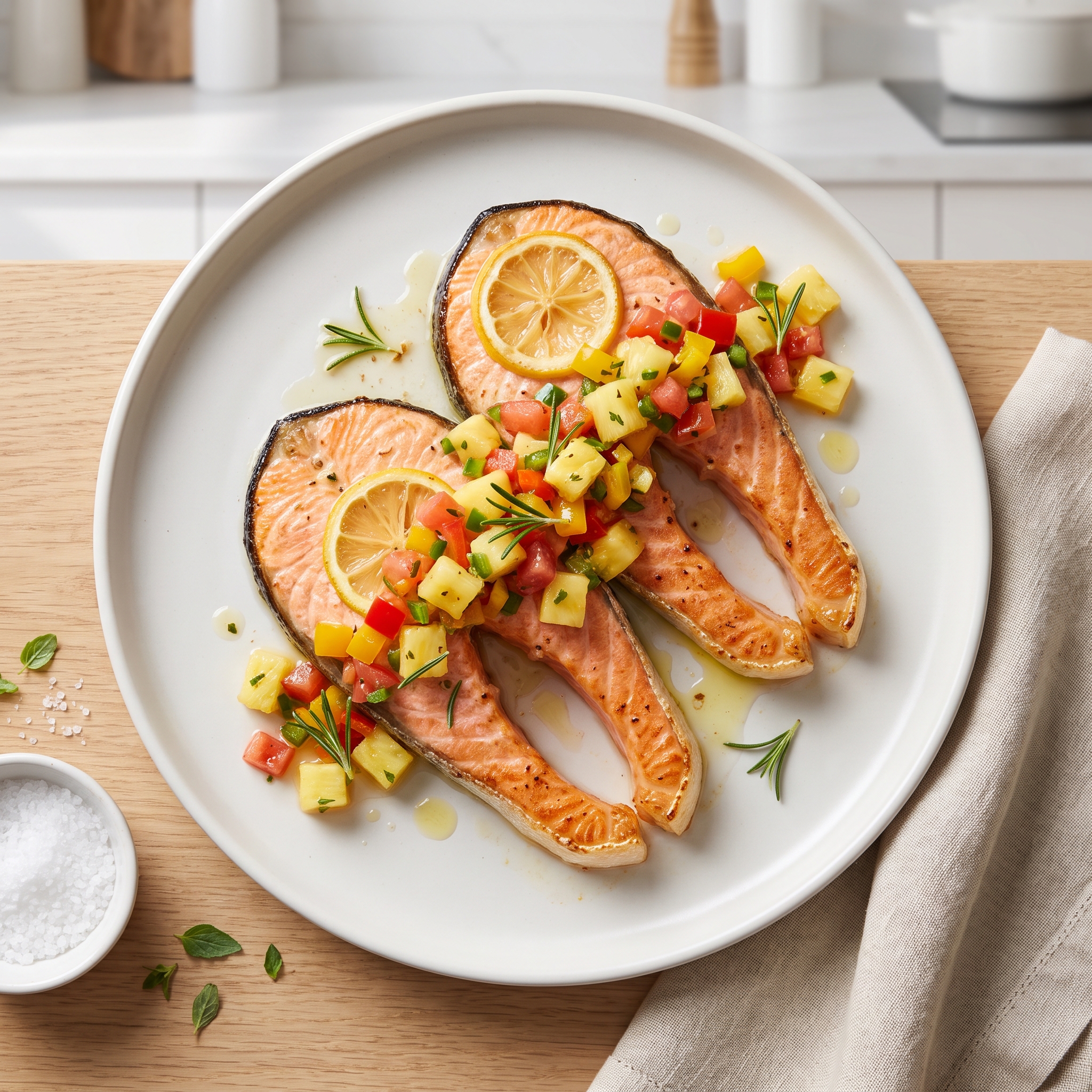 Salmon Topped with Pineapple-Jalapeño Salsa