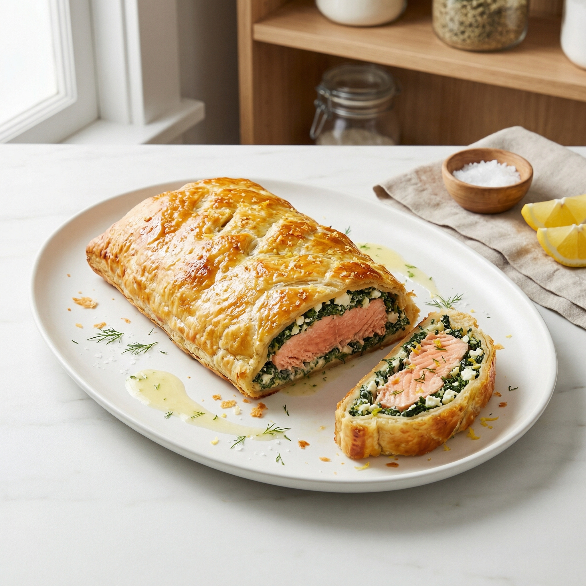 Nicole’s Puff-Pastry Salmon with Spinach and Feta