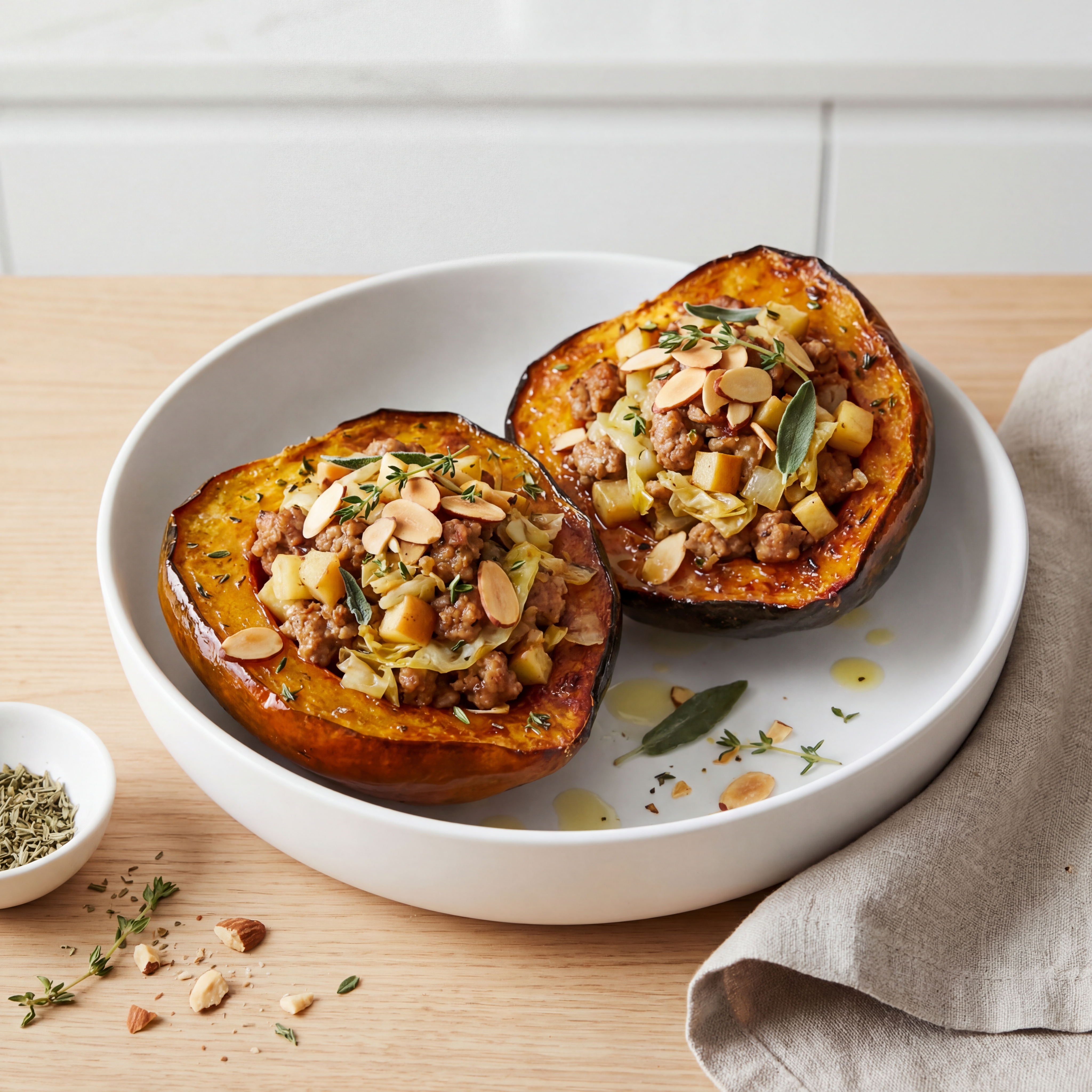 Sausage and Apple Stuffed Acorn Squash