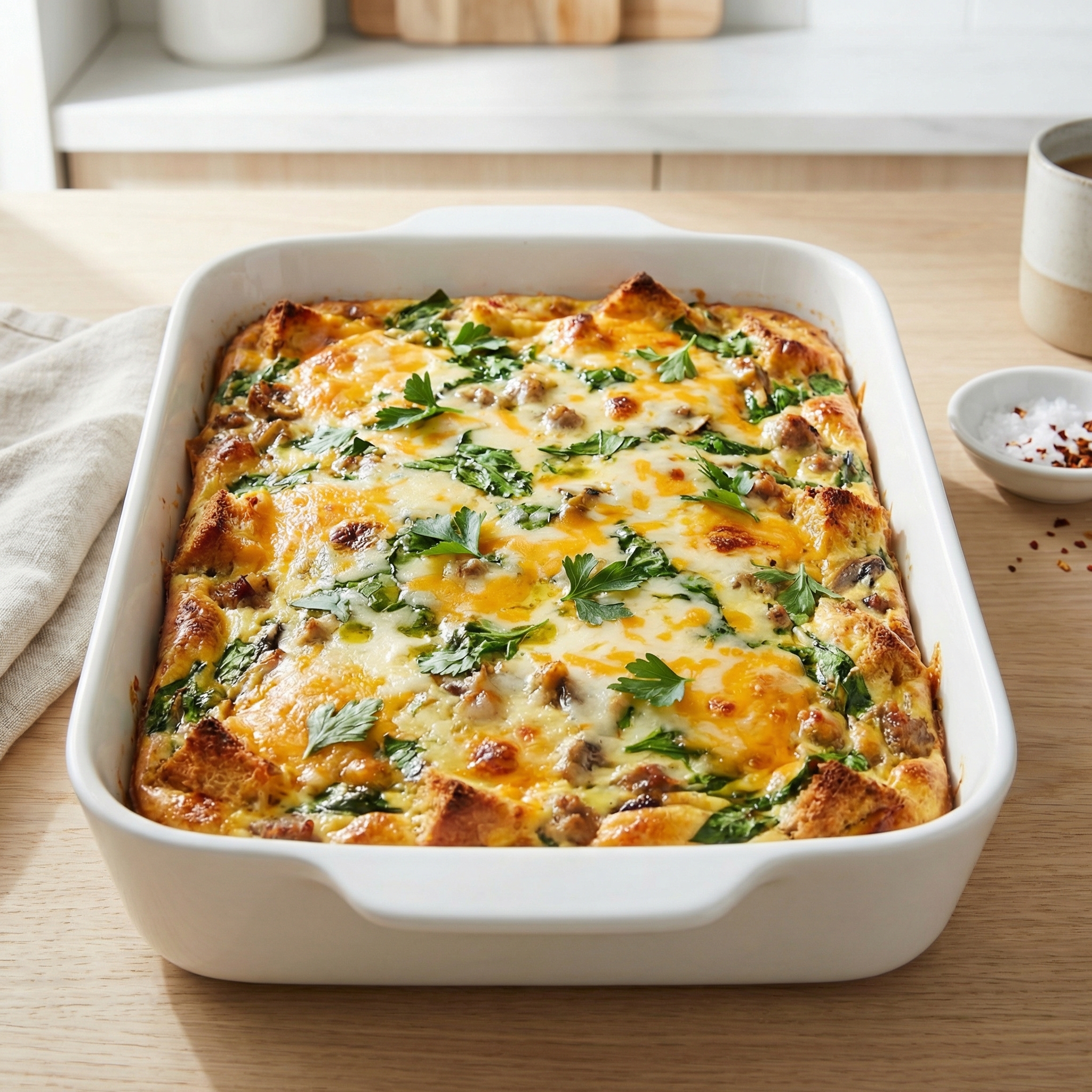 Overnight Sausage and Spinach Breakfast Bake