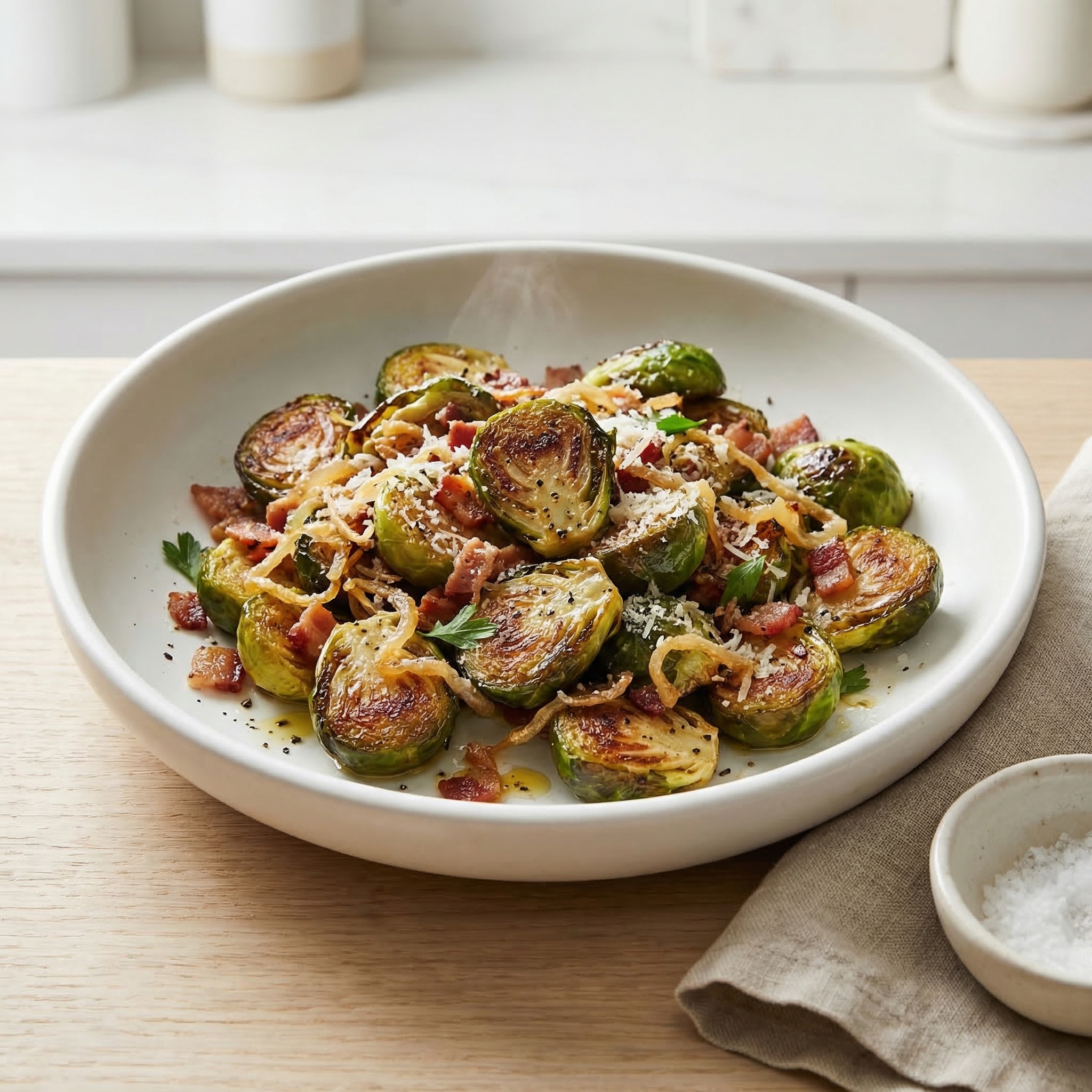 Brussels Sprouts Skillet with Bacon and Onions
