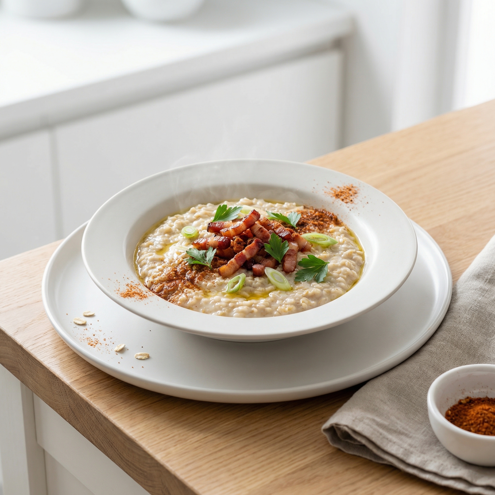 Quick Spiced Bacon Oatmeal