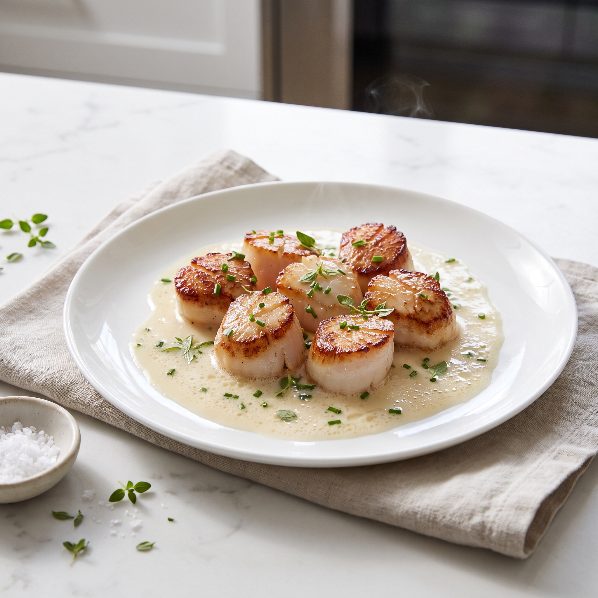 Scallops with White Wine Sauce