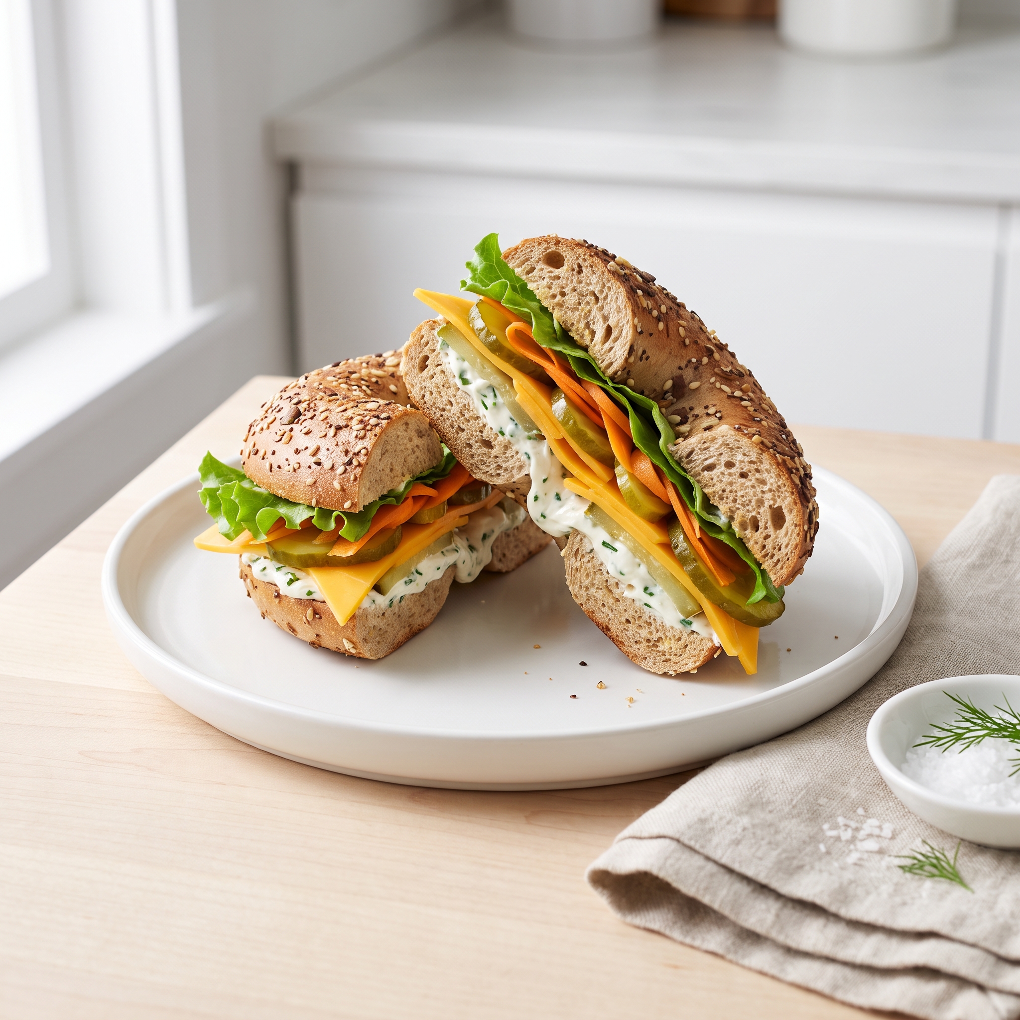 School Lunch Bagel Sandwich