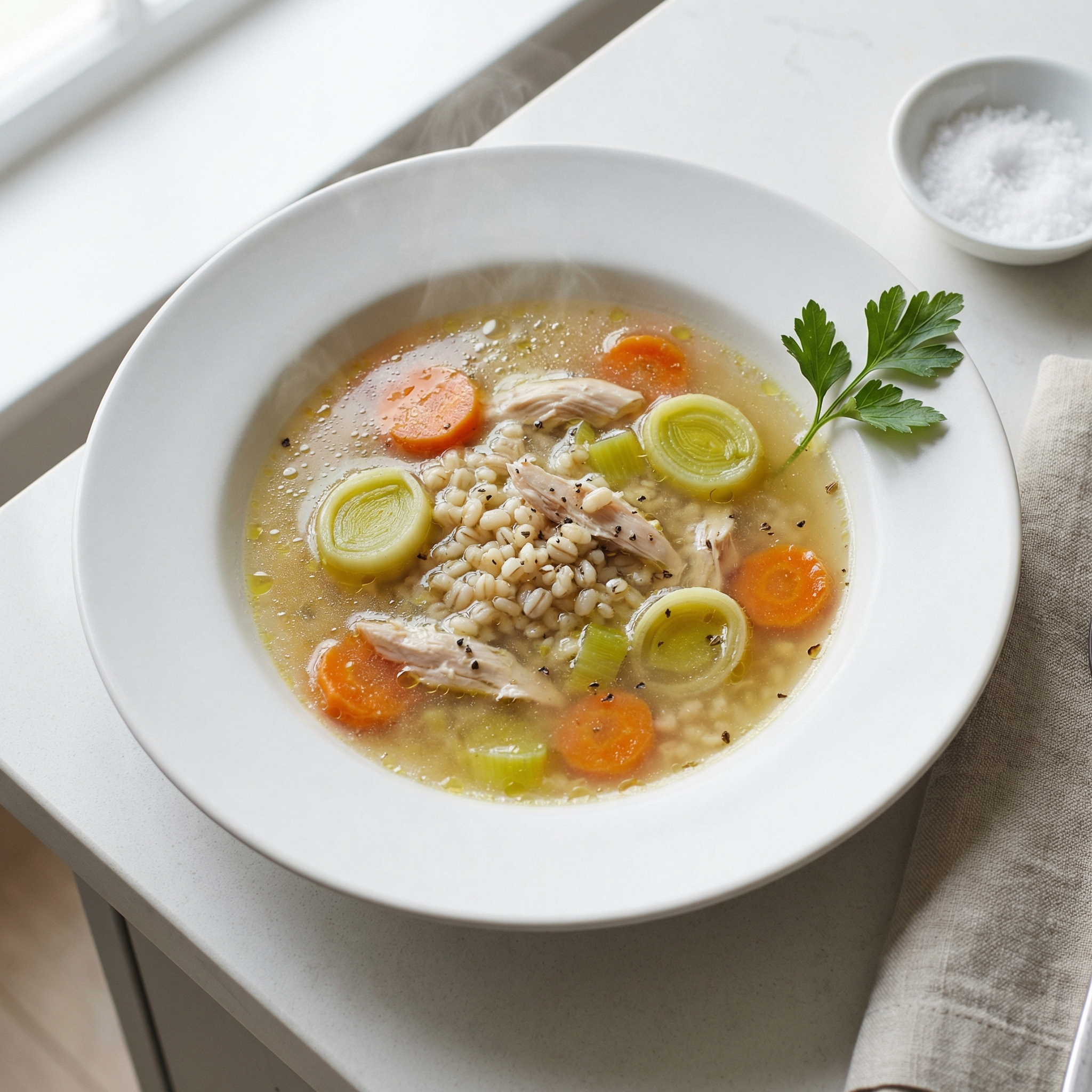 Scottish Chicken and Leek Soup with Barley
