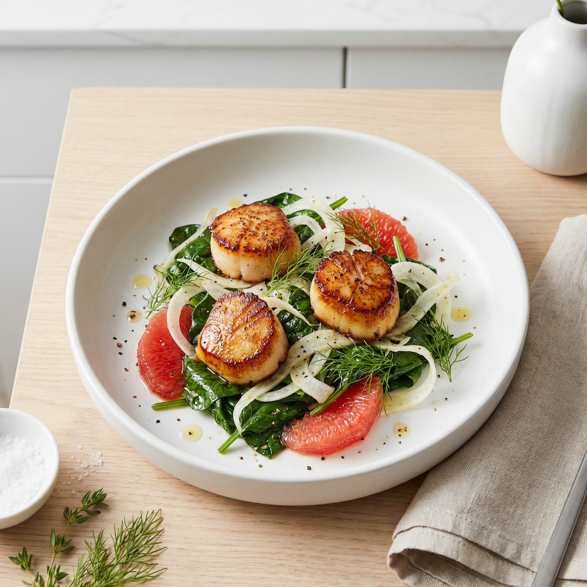 Pan-Seared Scallops with Grapefruit and Fennel Salad