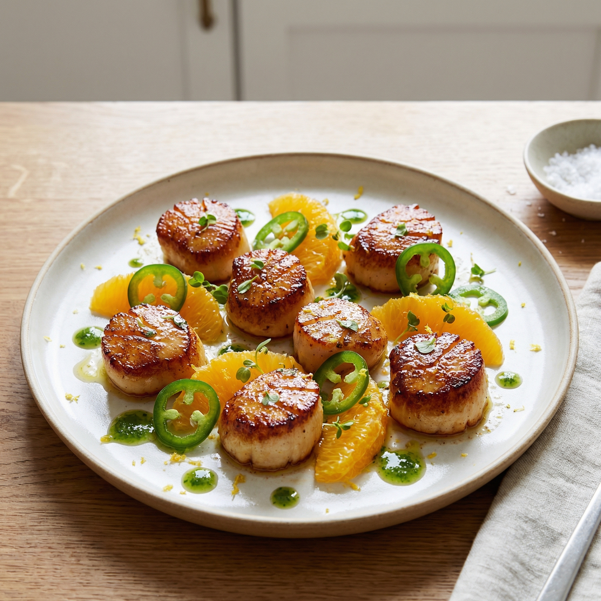 Pan-Seared Scallops with Jalapeño Citrus Vinaigrette