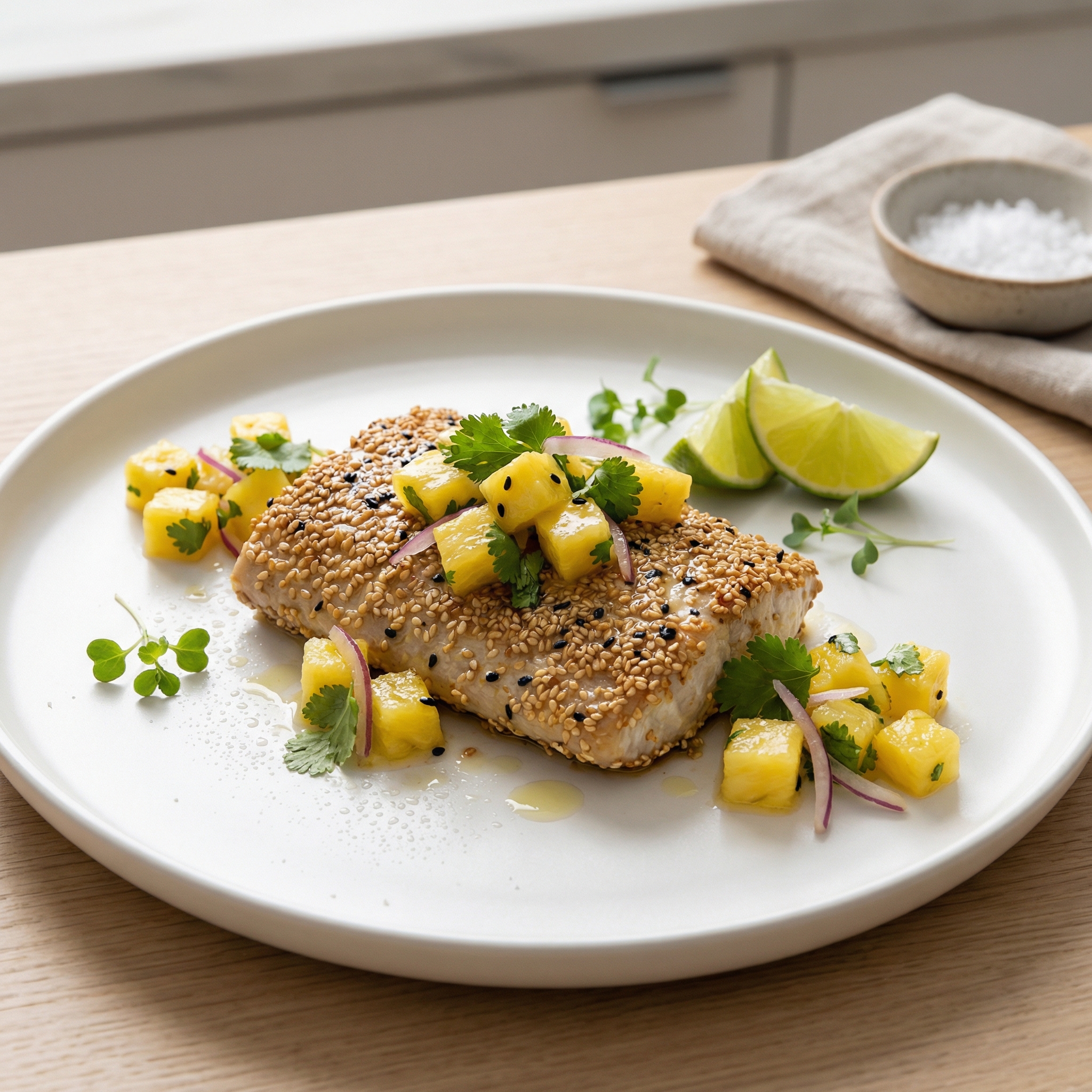 Sesame-Crusted Mahi Mahi with Pineapple Cilantro Salsa