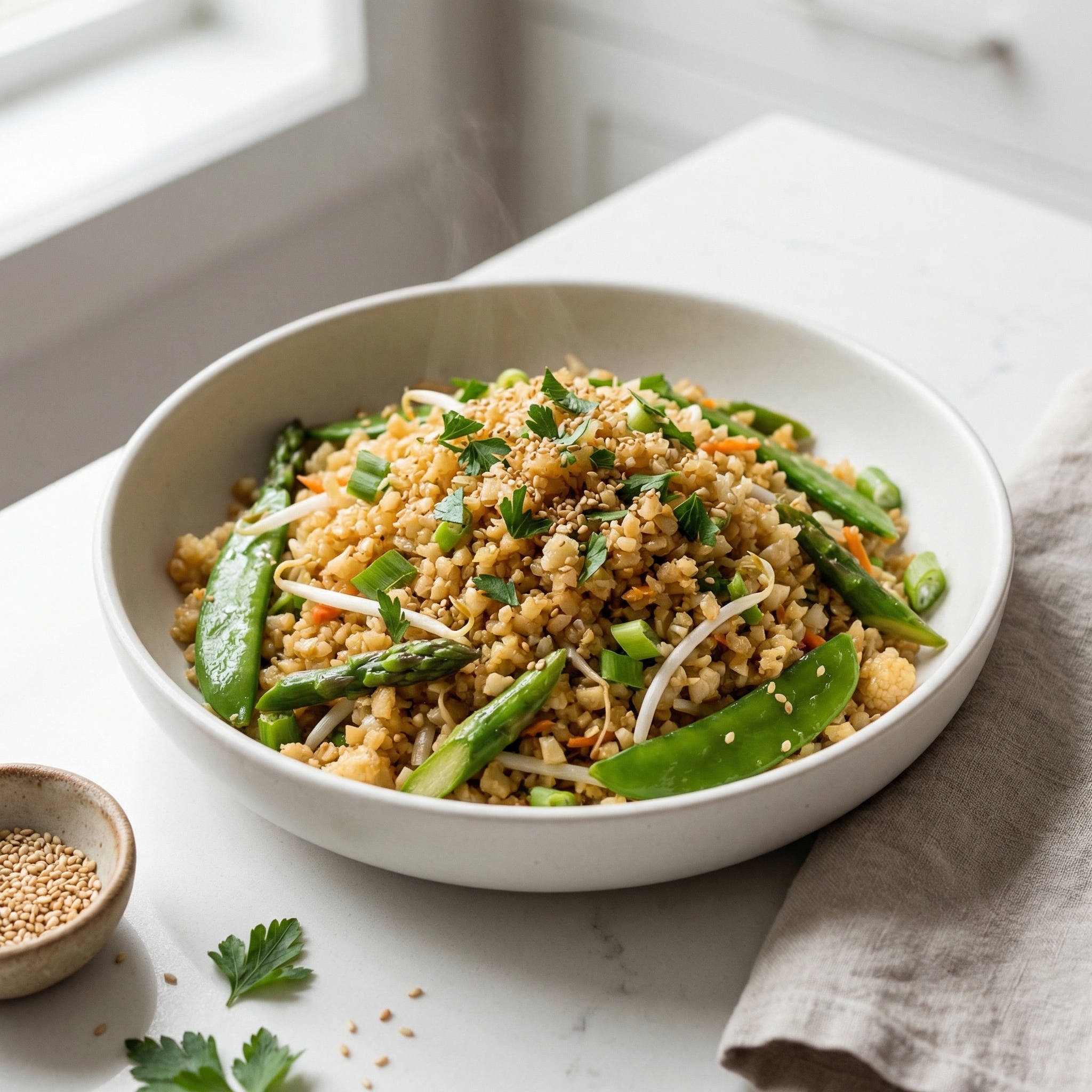 Summer Veggie Cauliflower Fried "Rice"