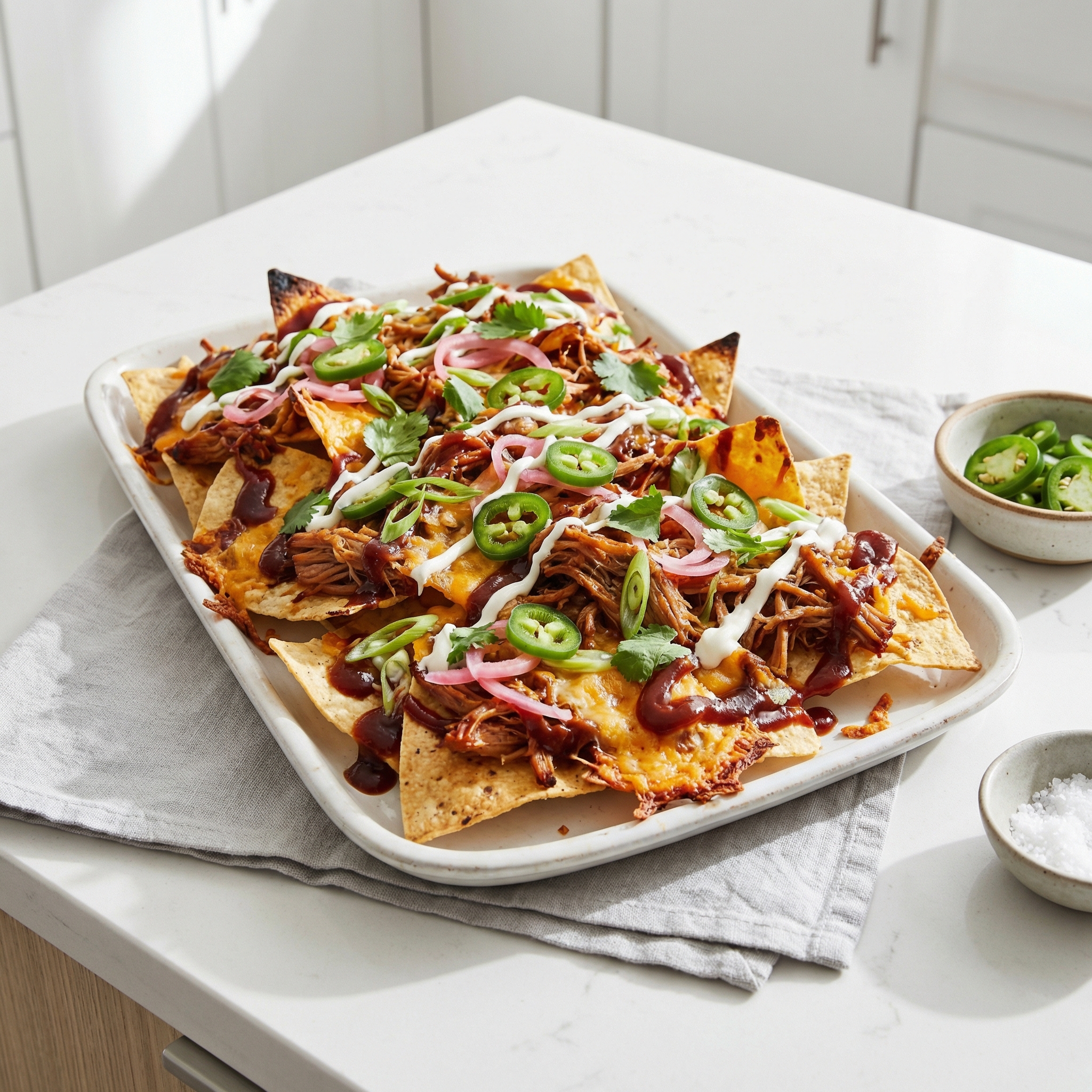 Baked BBQ Pulled Pork Nachos