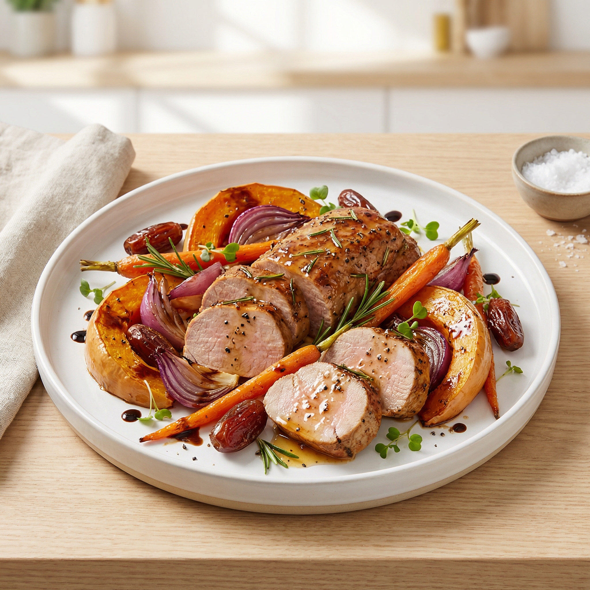 Sheet Pan Balsamic Pork Tenderloin with Rainbow Vegetables