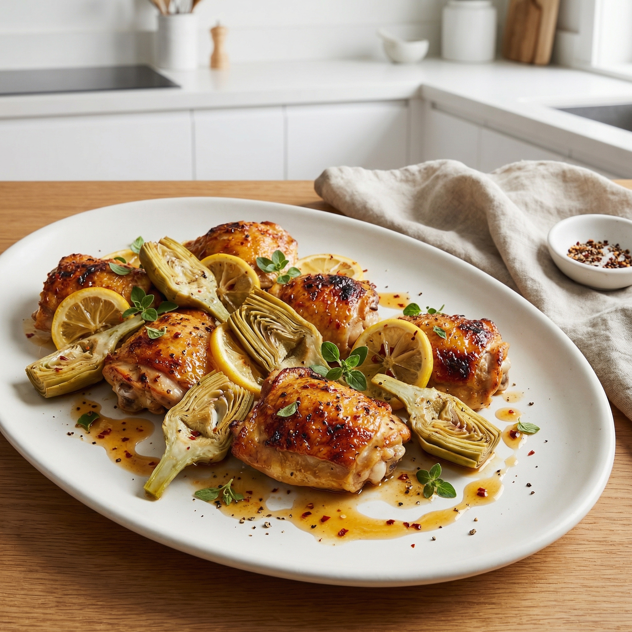 One-Pan Lemon Artichoke Chicken Thighs