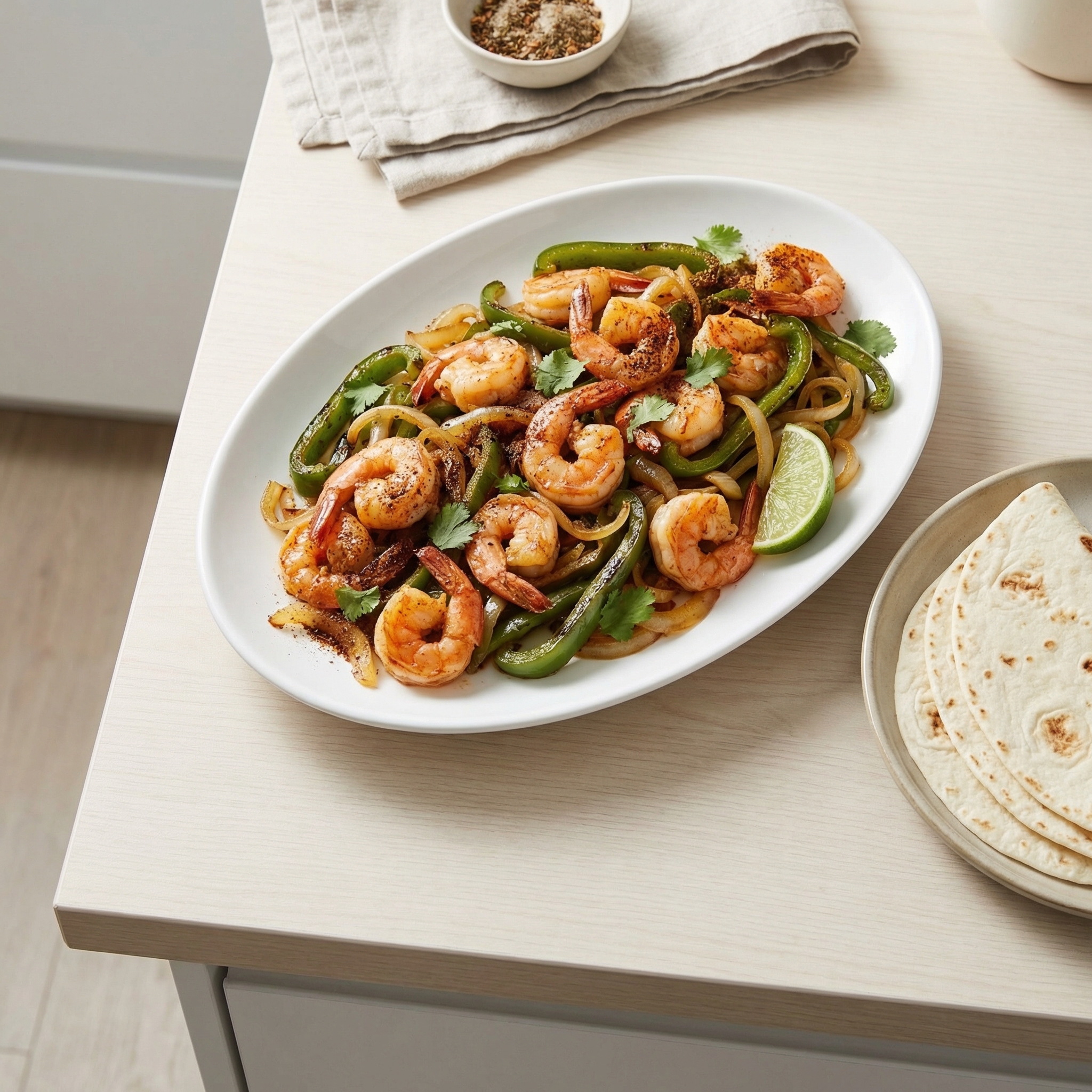 One-Pan Shrimp Fajitas