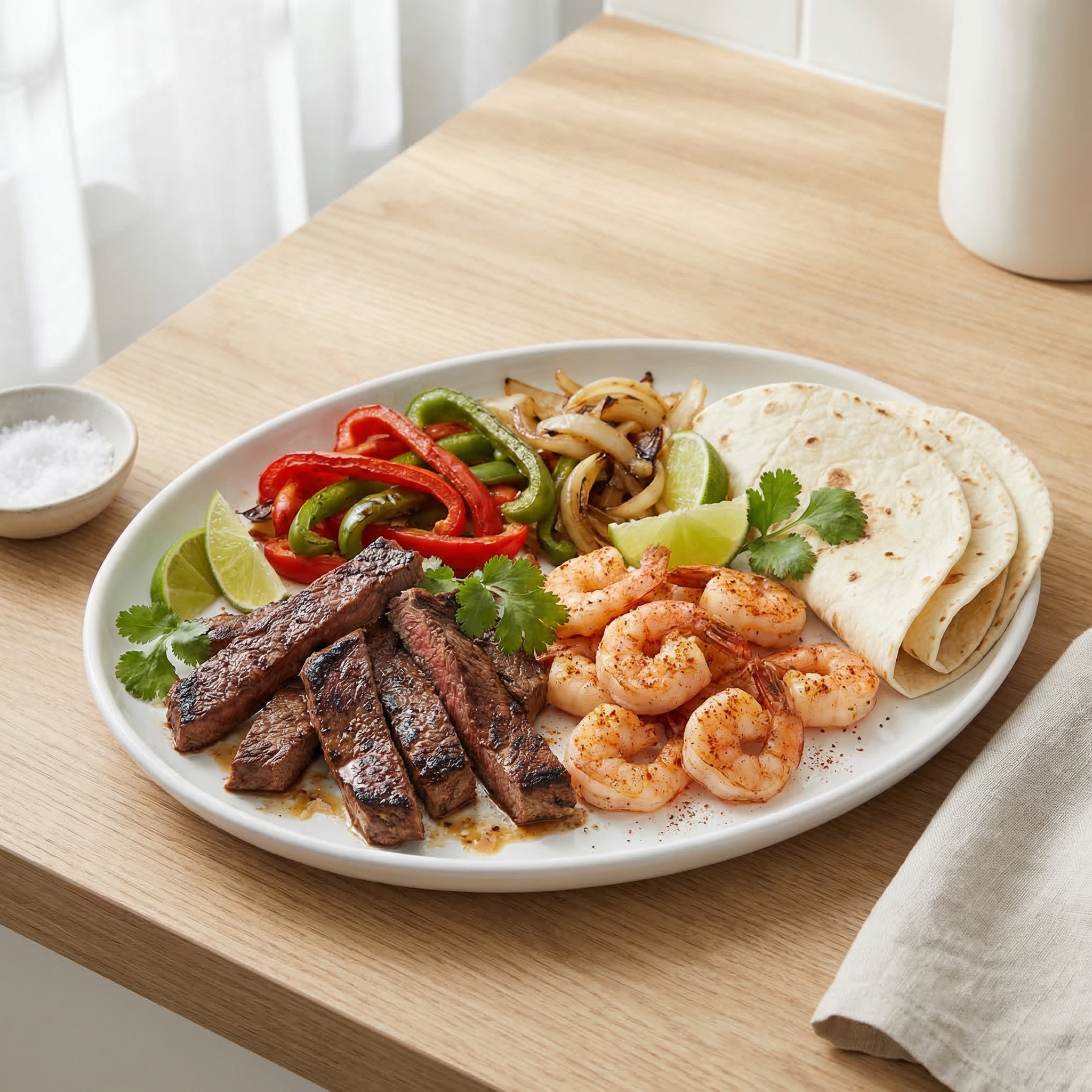 One-Pan Steak and Shrimp Fajitas