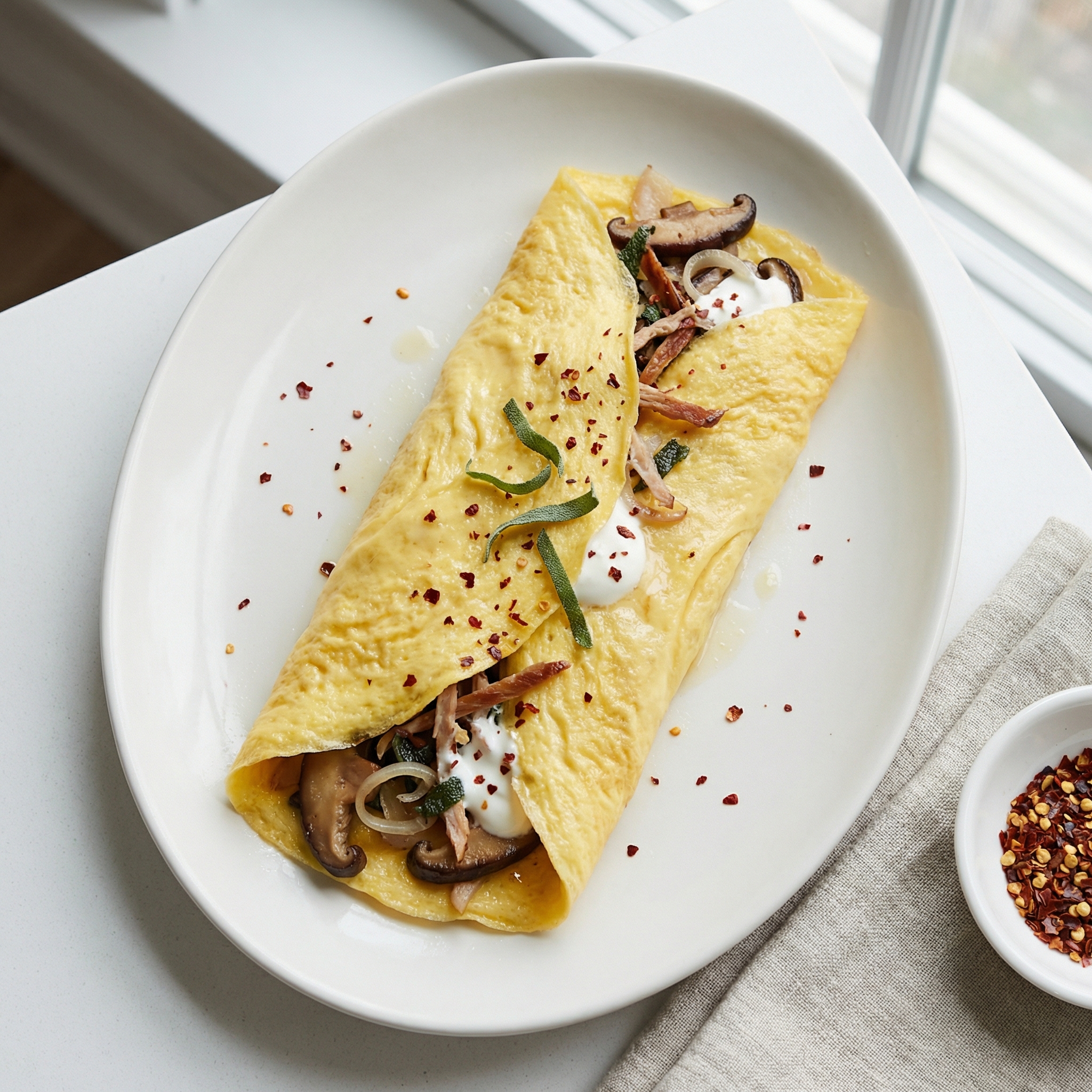 Omelette Stuffed with Turkey