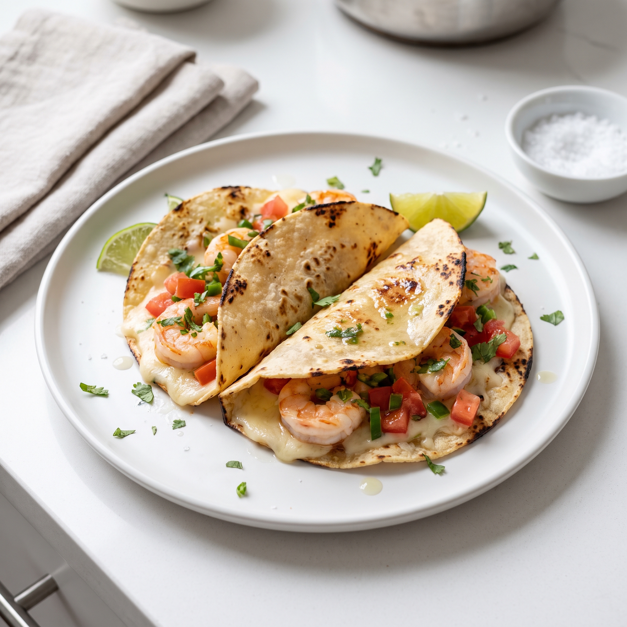 Shrimp Gobernador Tacos with Oaxaca Cheese