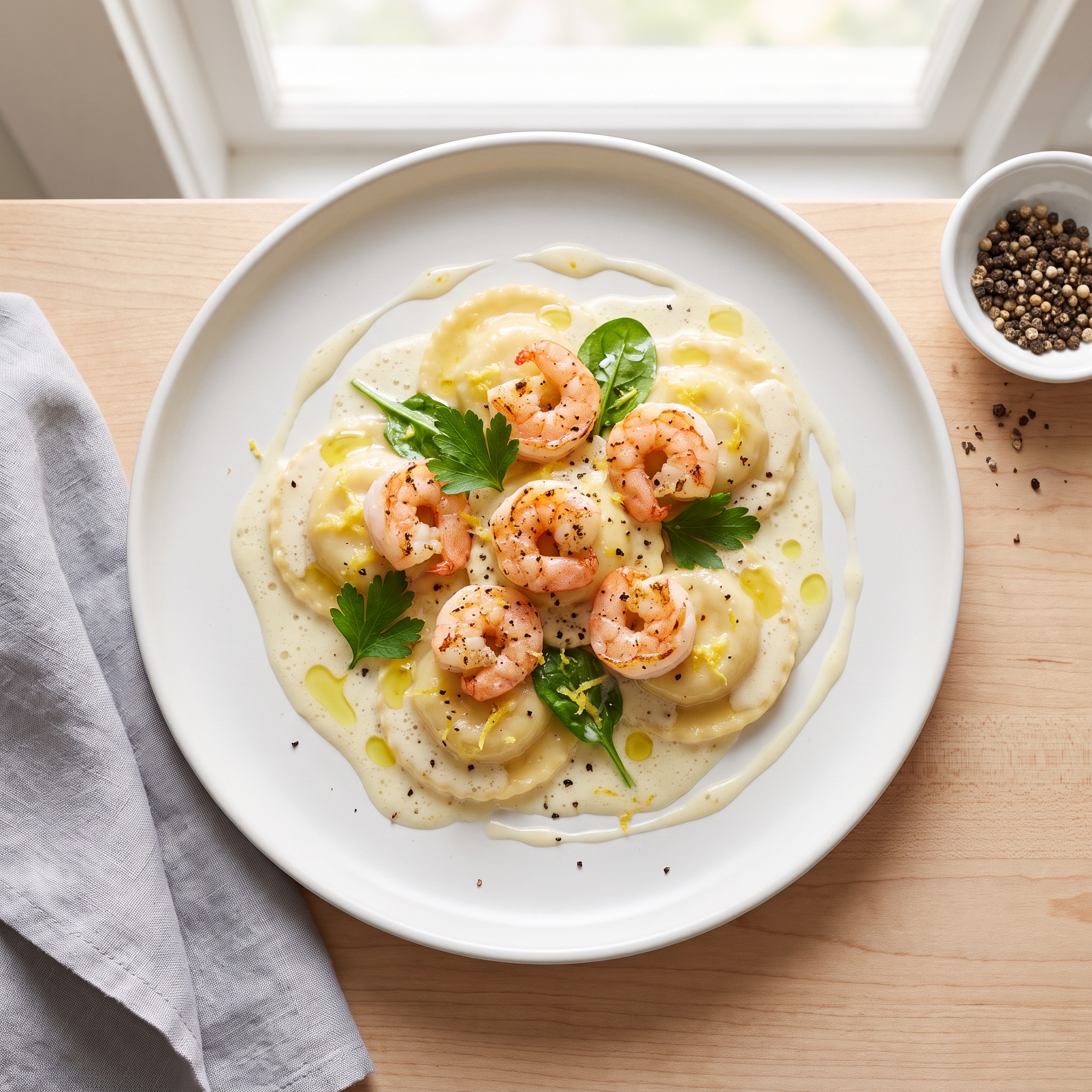 Shrimp and Pasta in Lemon Cream Sauce