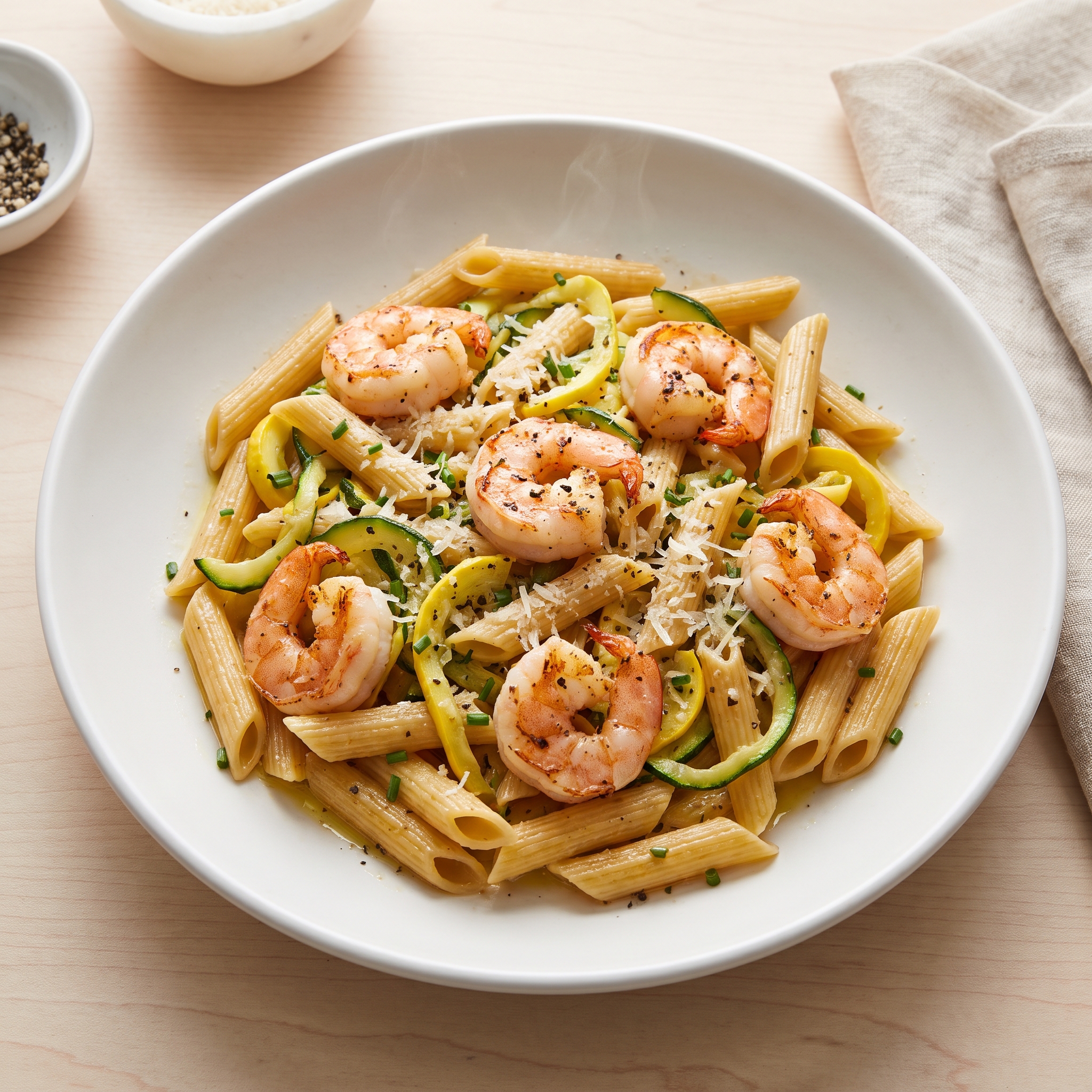 Shrimp with Penne and Squash