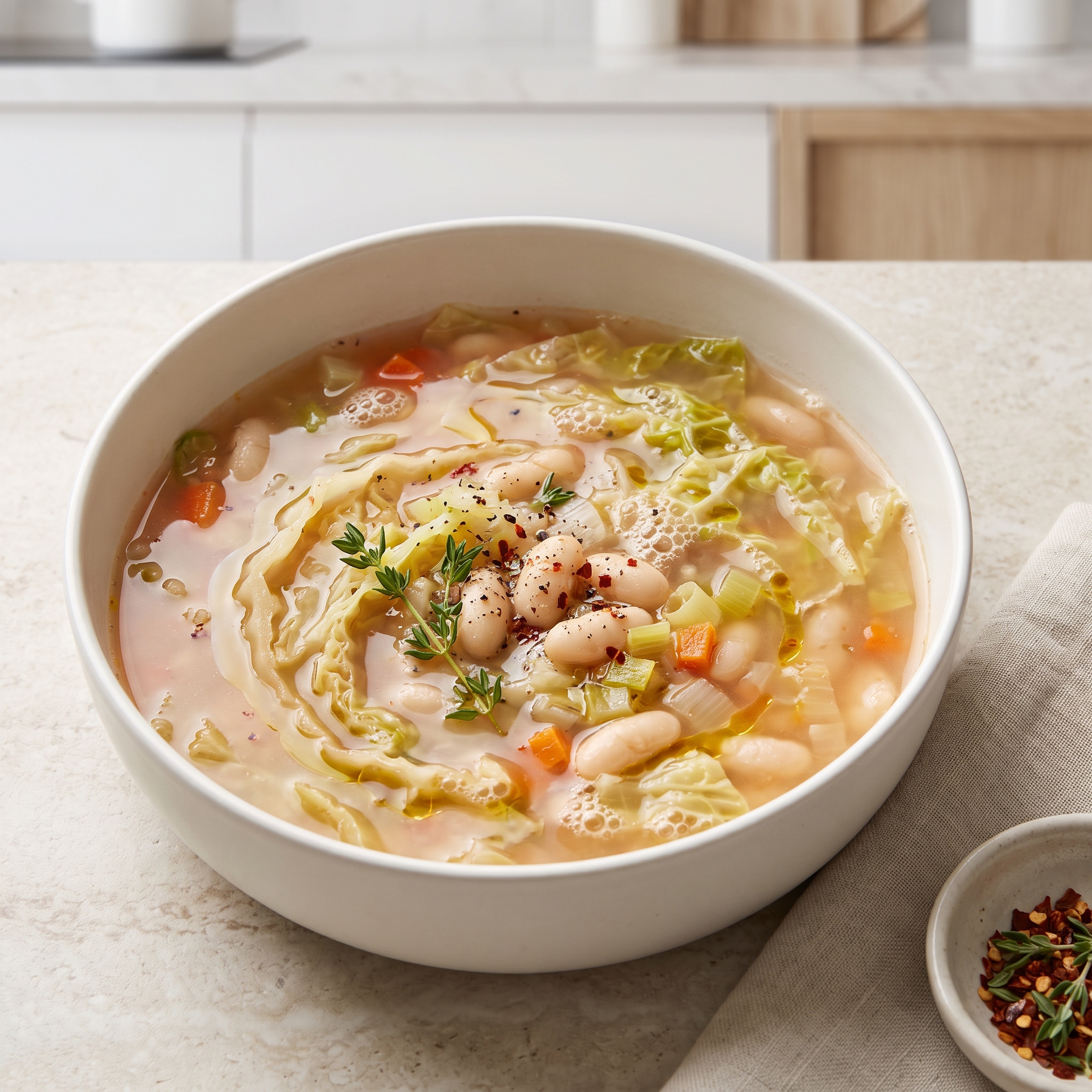 Simple Cabbage & White Bean Soup